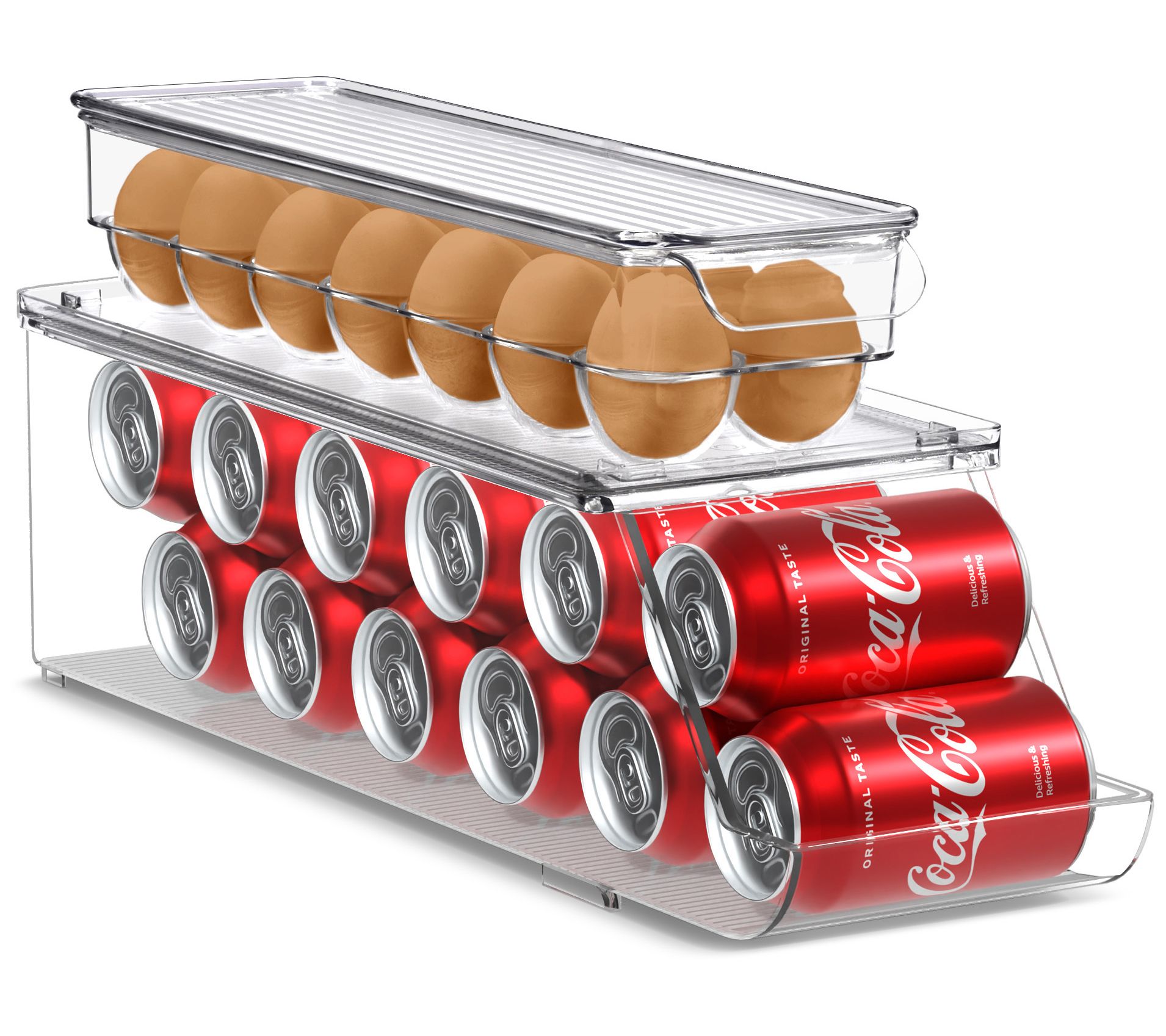 Sorbus Soda Can Organizer for Refrigerator & Egg Holder Set