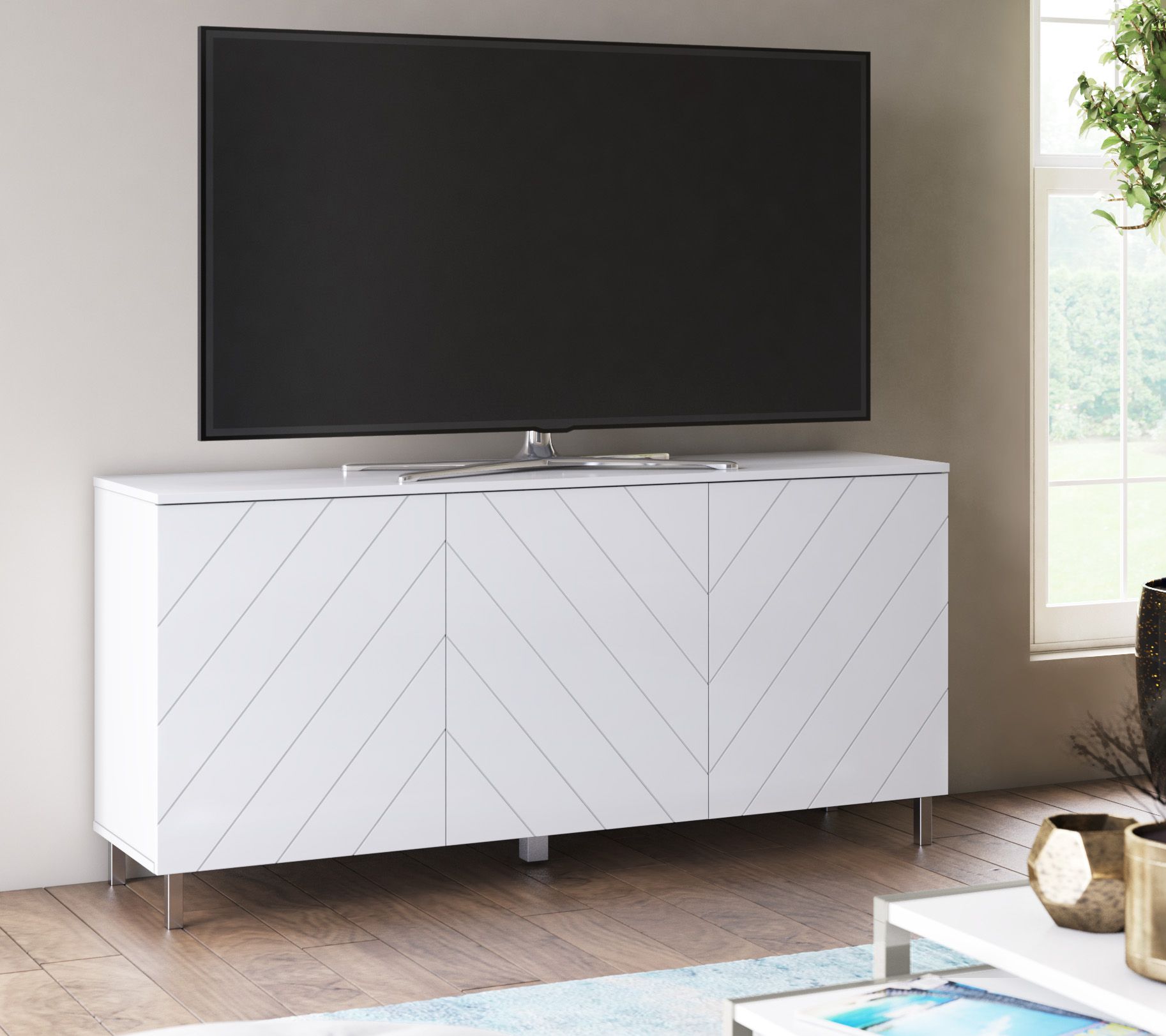 Twin Star Home 60" Sideboard with Chevron Patte rn Routing