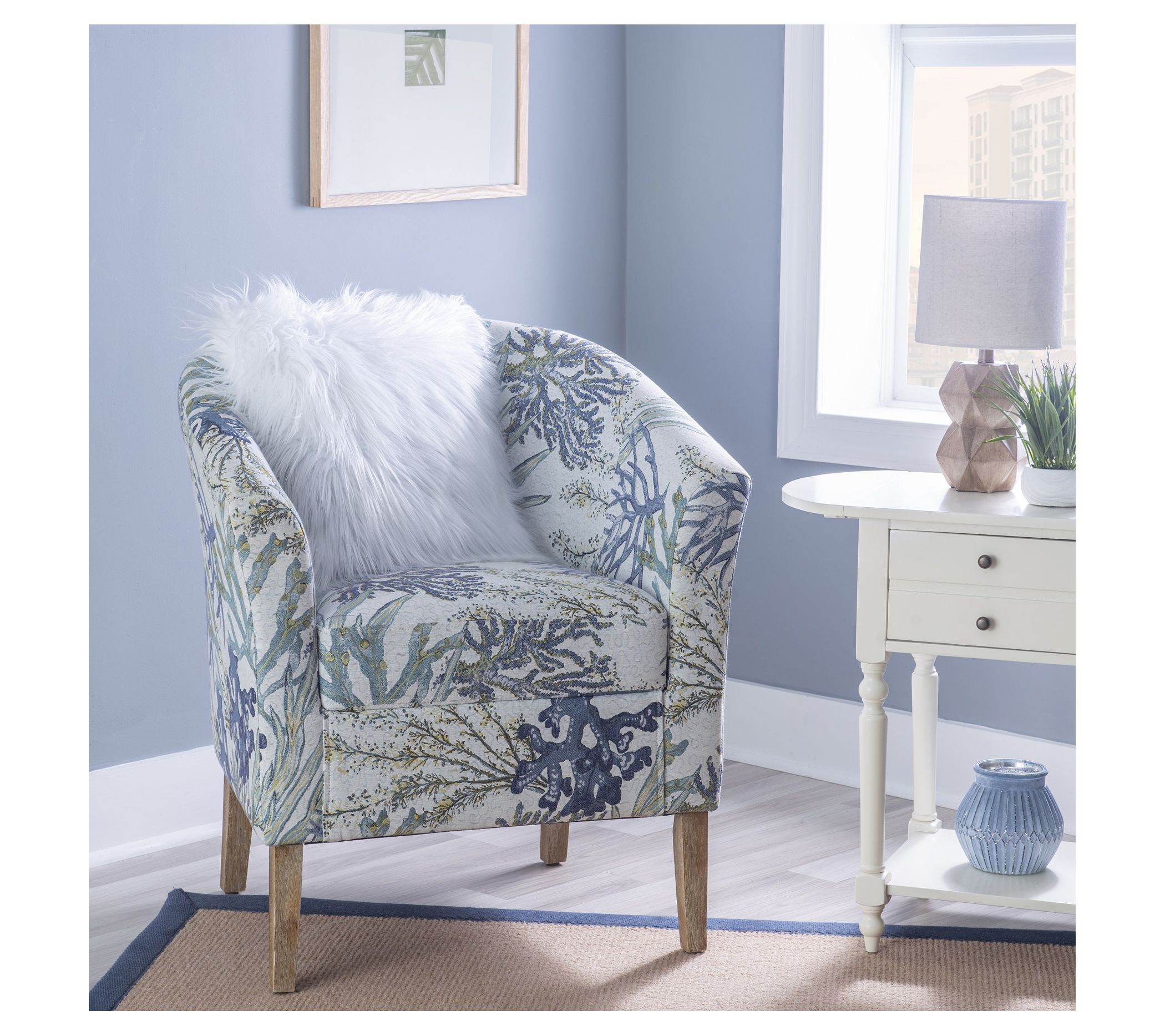 Linon Home Sal Polyester Fabric Oceanside PrintClub Chair
