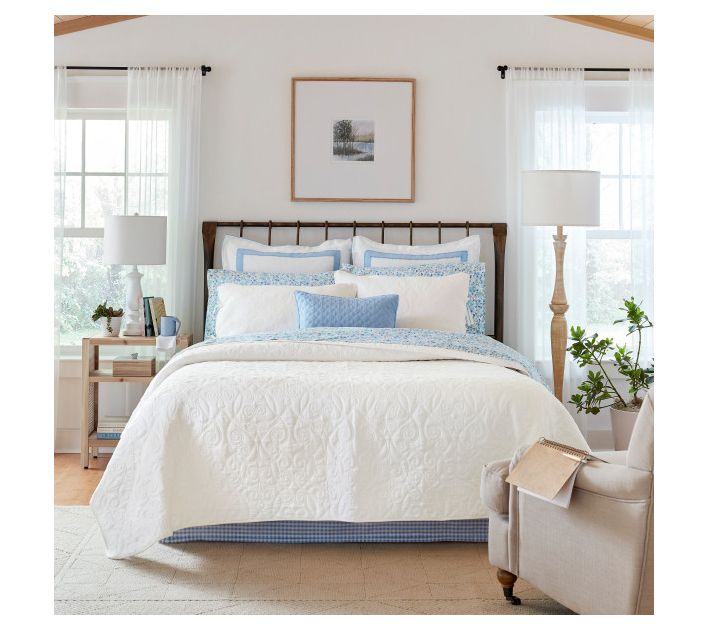 Laura Ashley Felicity White Twin Quilt-Sham Set