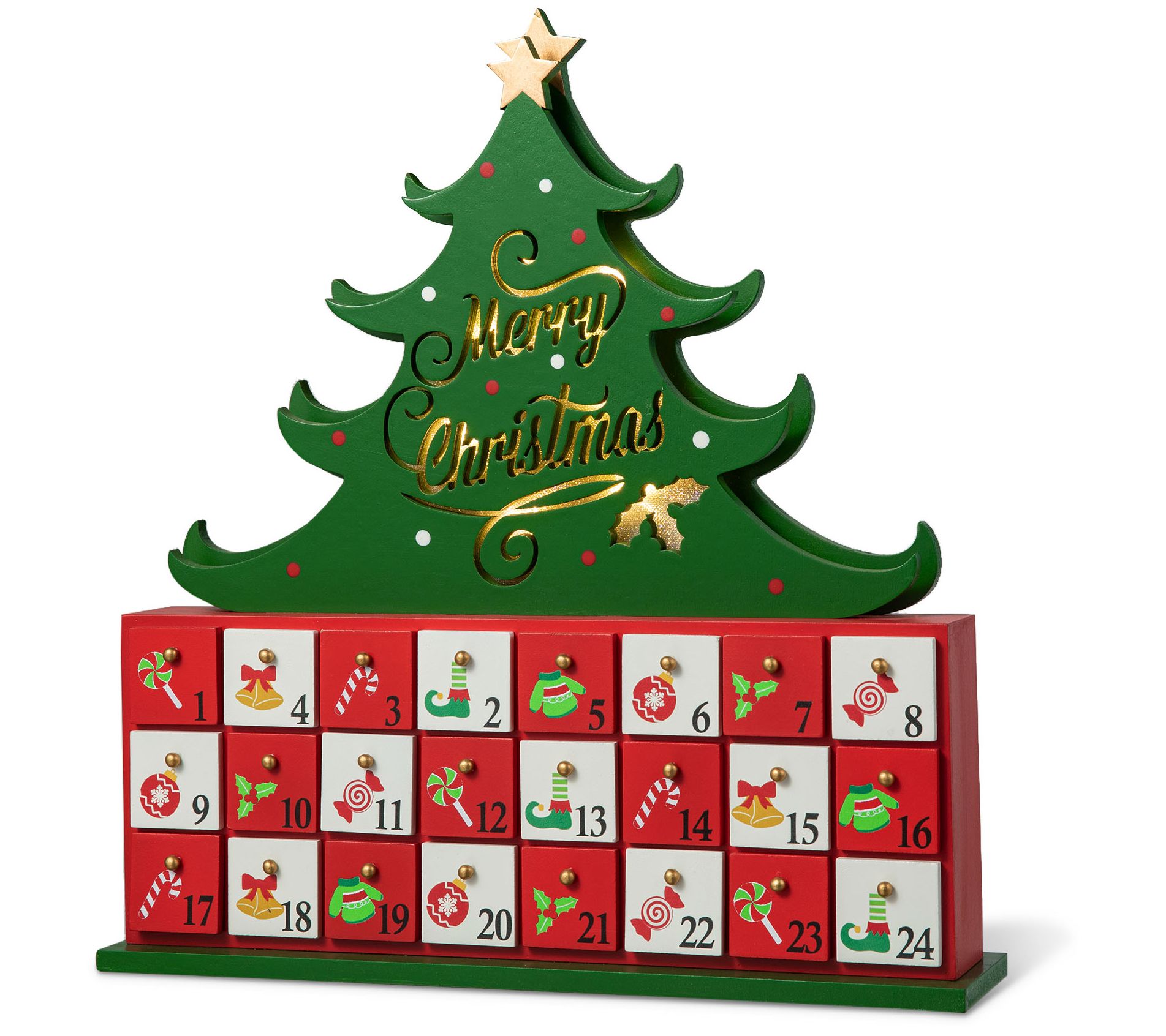Glitzhome 15" Lighted Christmas Tree 24 DrawerAdvent Calendar