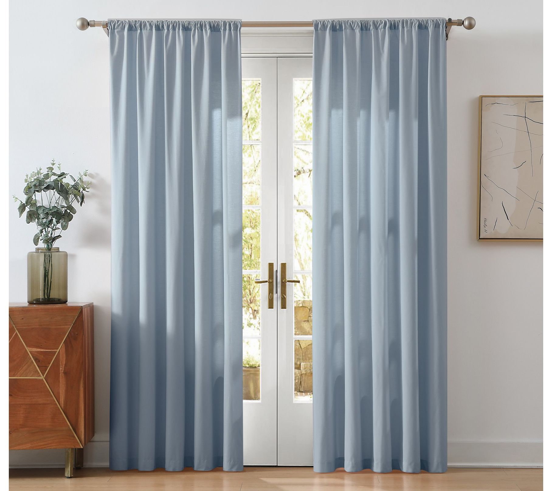Cannon Solid Cotton Percale 50x96 Window Curtain Pair
