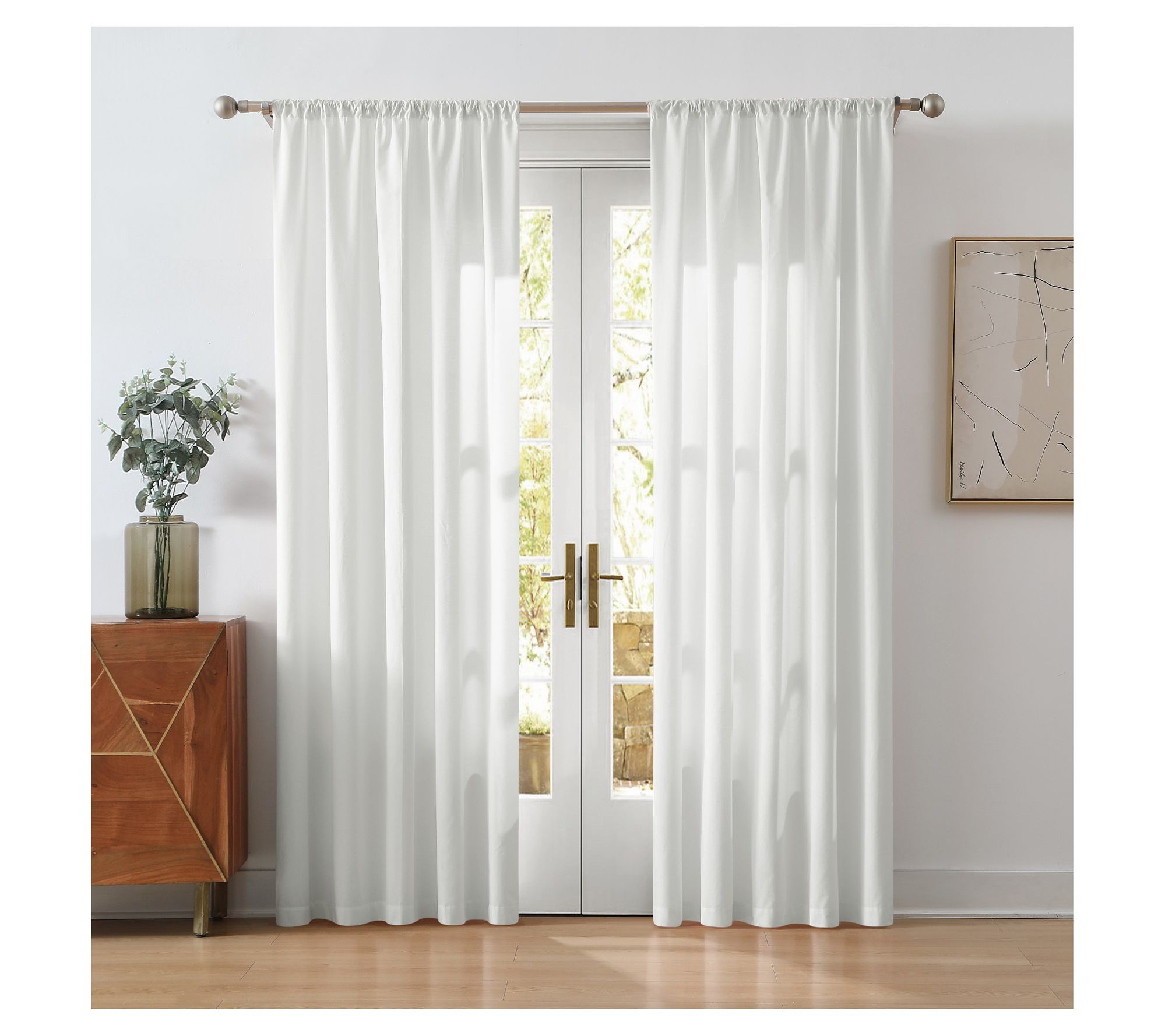 Cannon Solid Cotton Percale 50x96 Window Curtain Pair