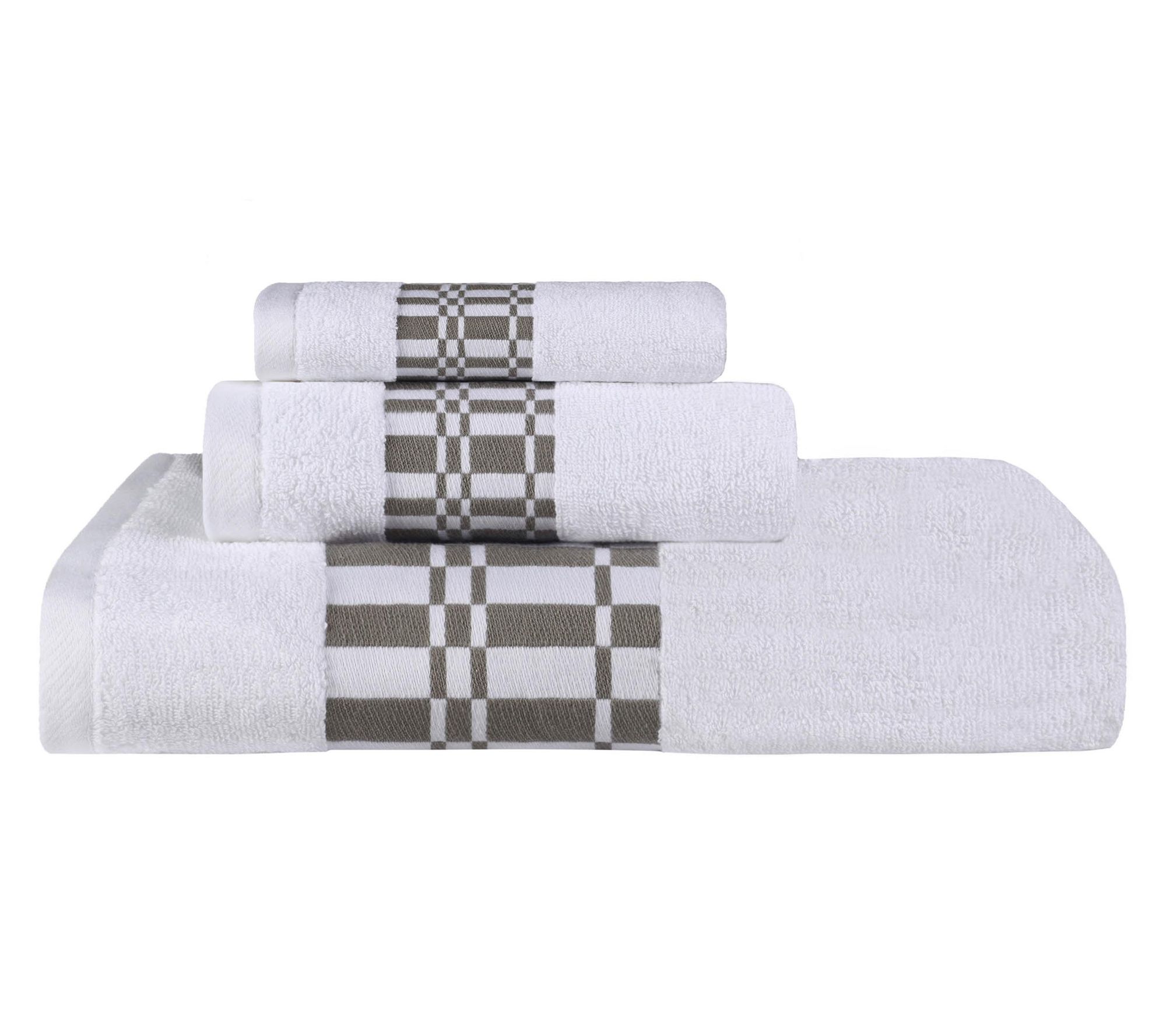 Superior Cotton Geometric Border 3-Piece TowelSet