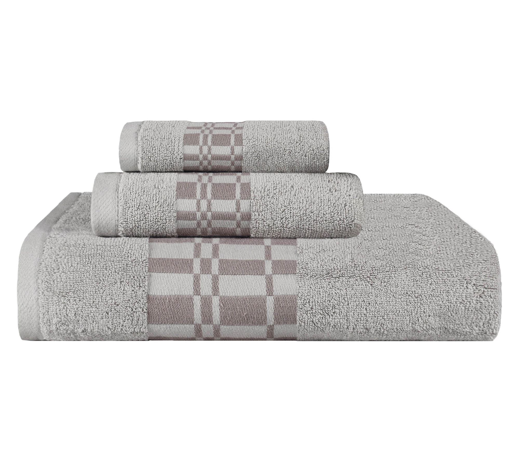 Superior Cotton Geometric Border 3-Piece TowelSet