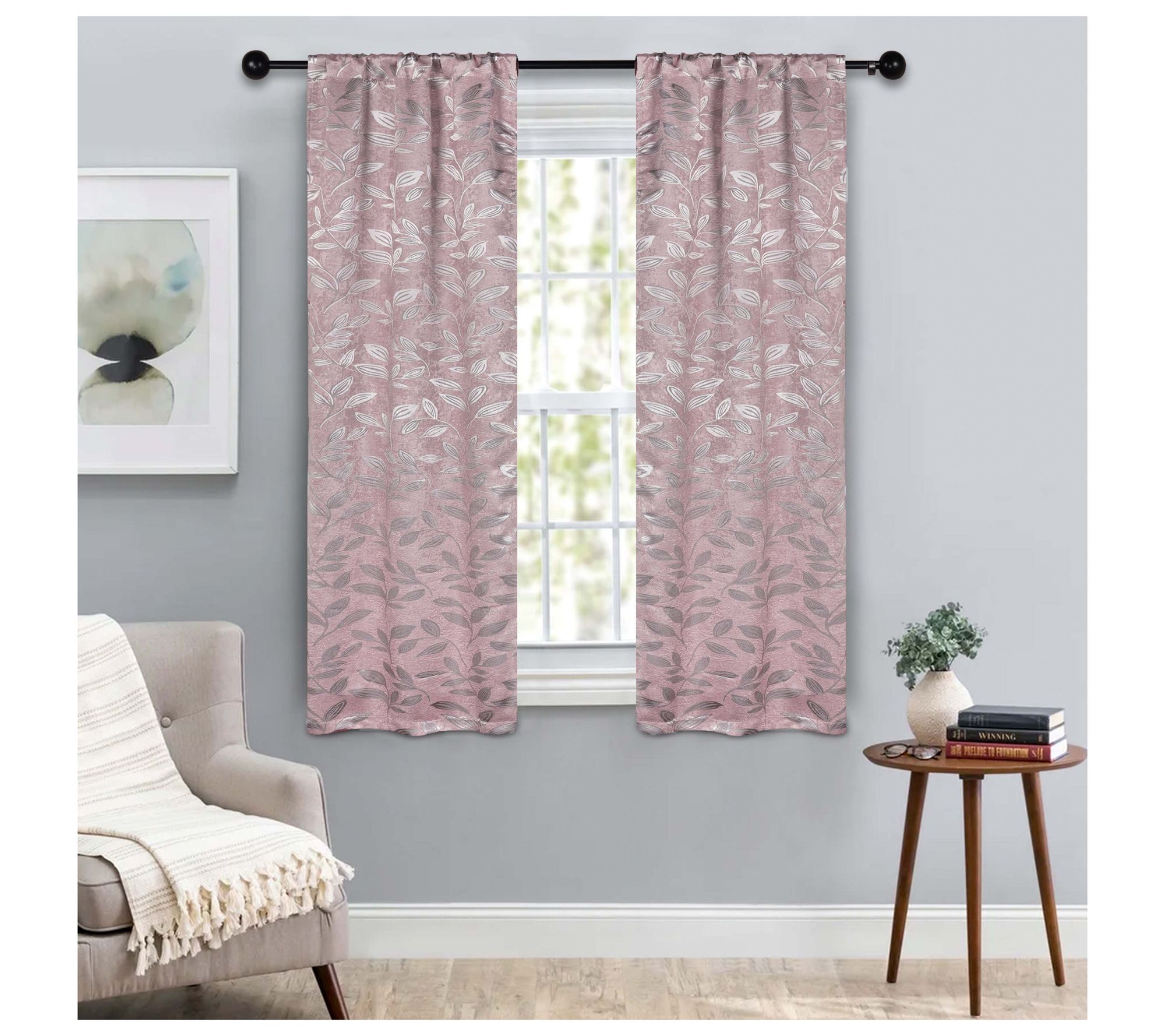Superior Leaves Room Darkening Curtains Set, 36x63