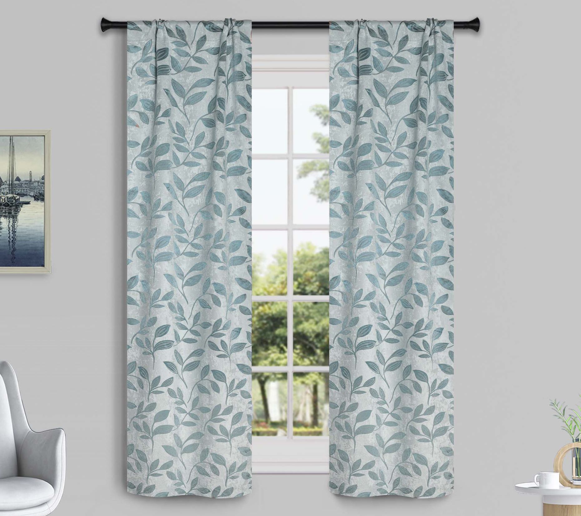 Superior Leaves Room Darkening Curtains Set, 36x63