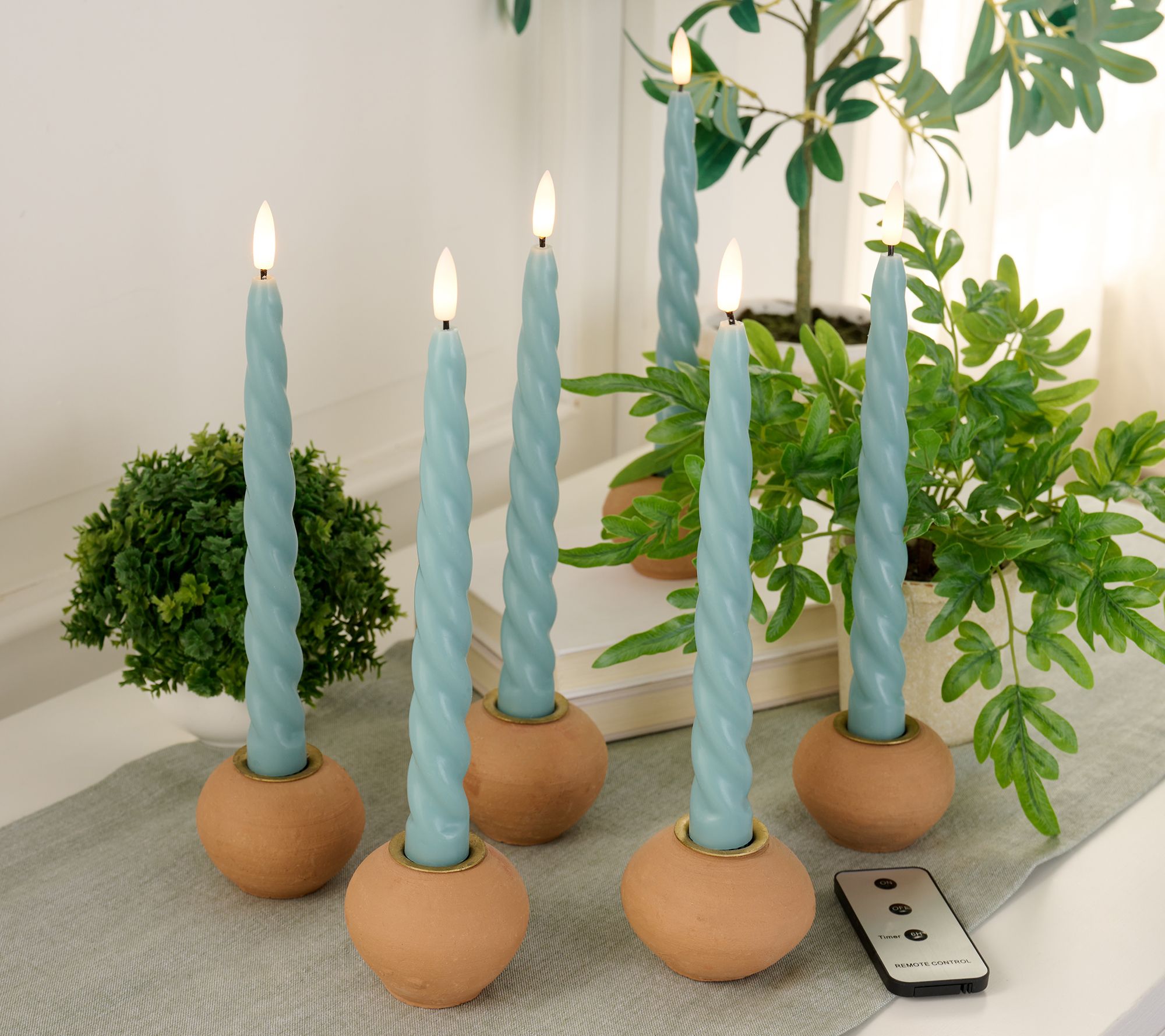 "As Is" Mrs. H Set of 6 Wax Flameless LED Twist Taper Candles