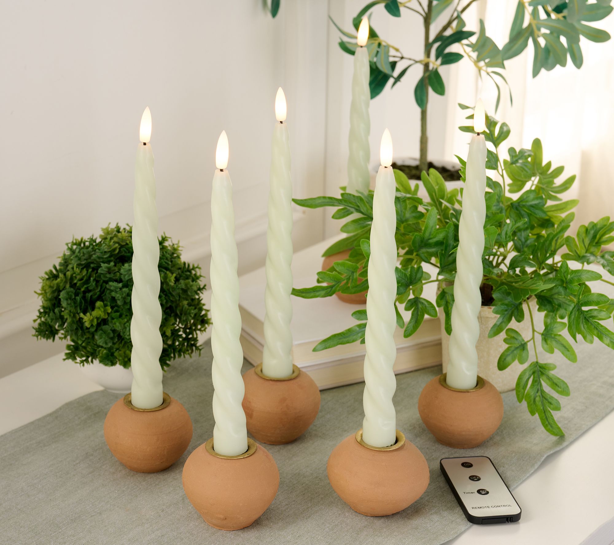 "As Is" Mrs. H Set of 6 Wax Flameless LED Twist Taper Candles