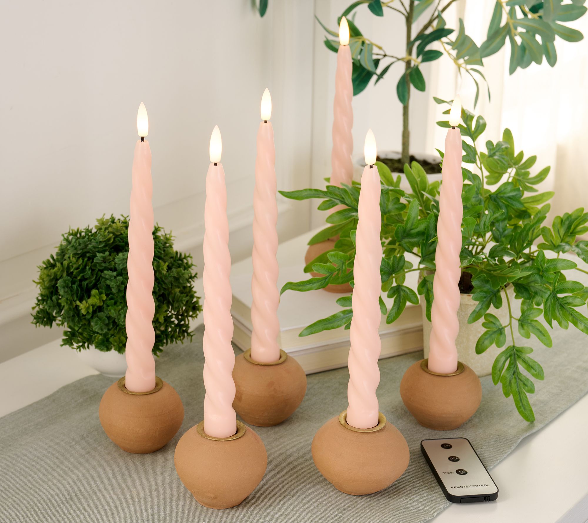 "As Is" Mrs. H Set of 6 Wax Flameless LED Twist Taper Candles