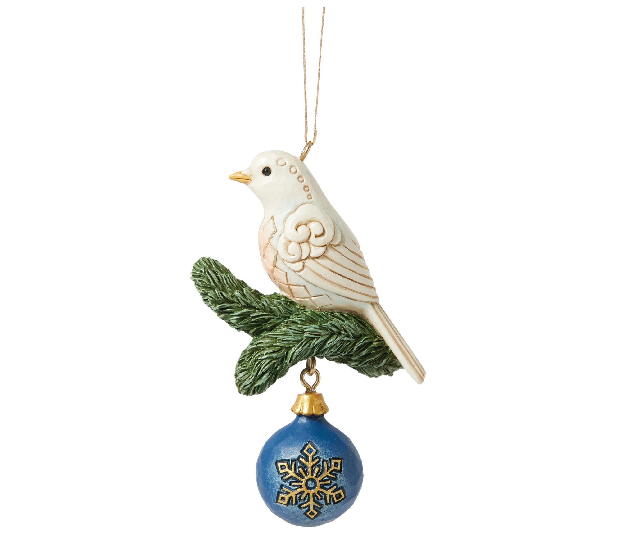 Jim Shore Heartwood Creek Blue & Gold Dove Ornament 3.74in H