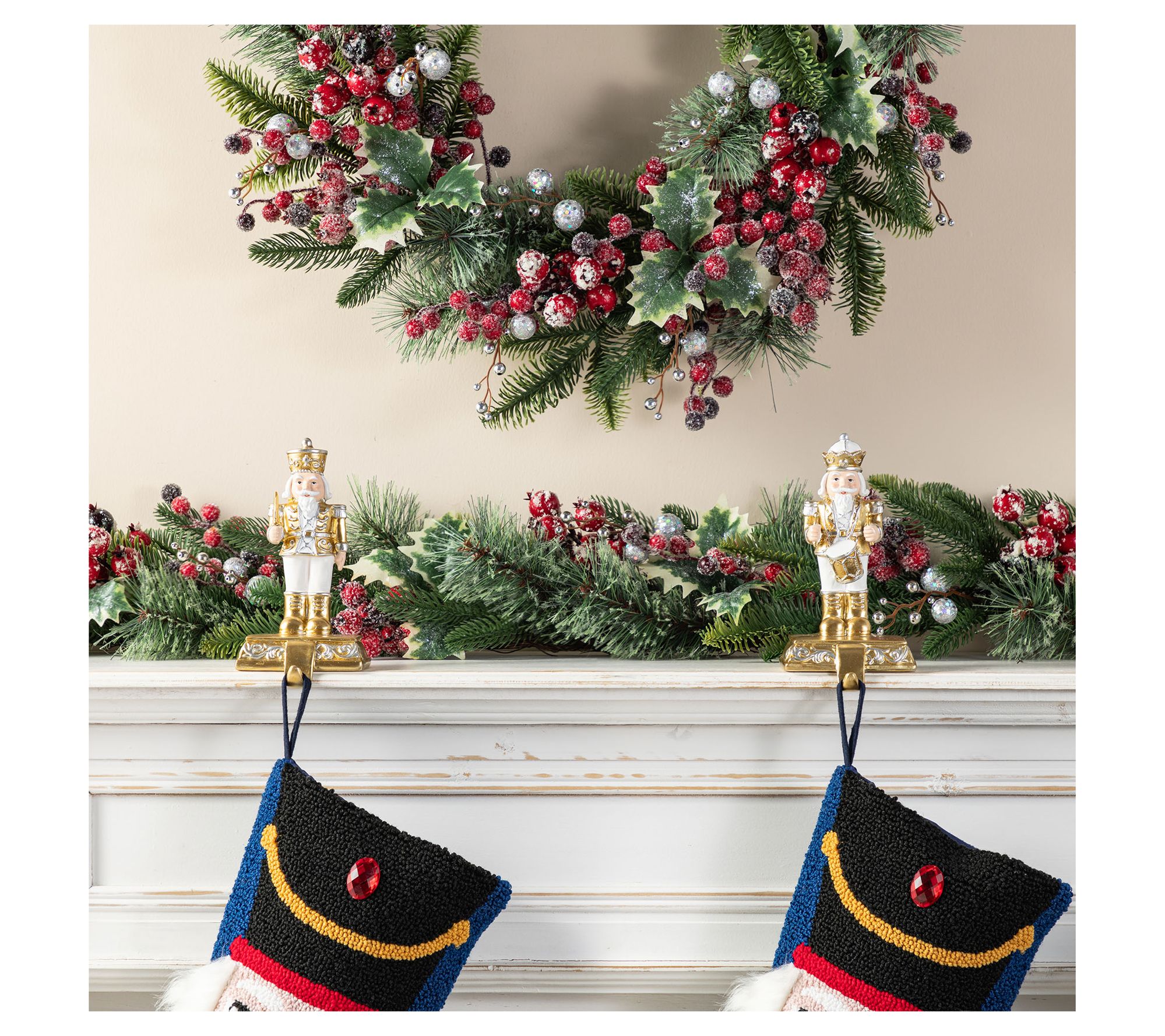 Glitzhome Christmas Resin Nutcracker Stocking Holders Set of 2
