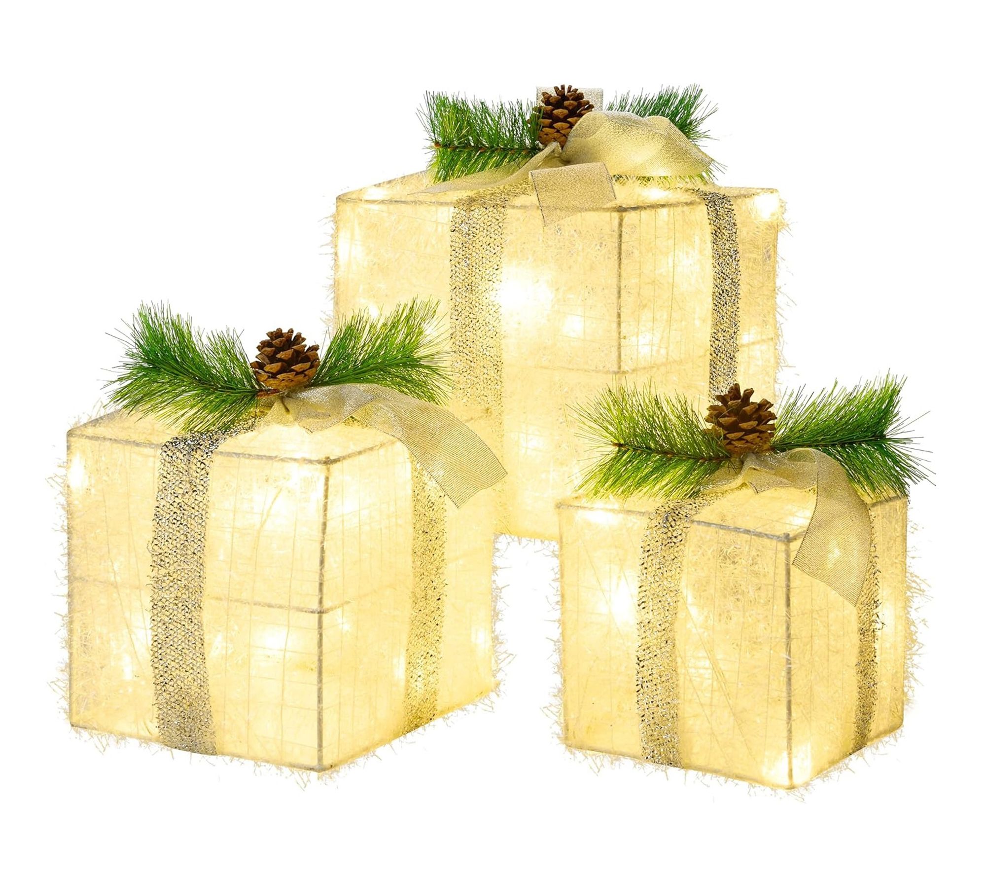 Joyfy 3pc Christmas Lighted Gift Boxes, 60 LEDLights
