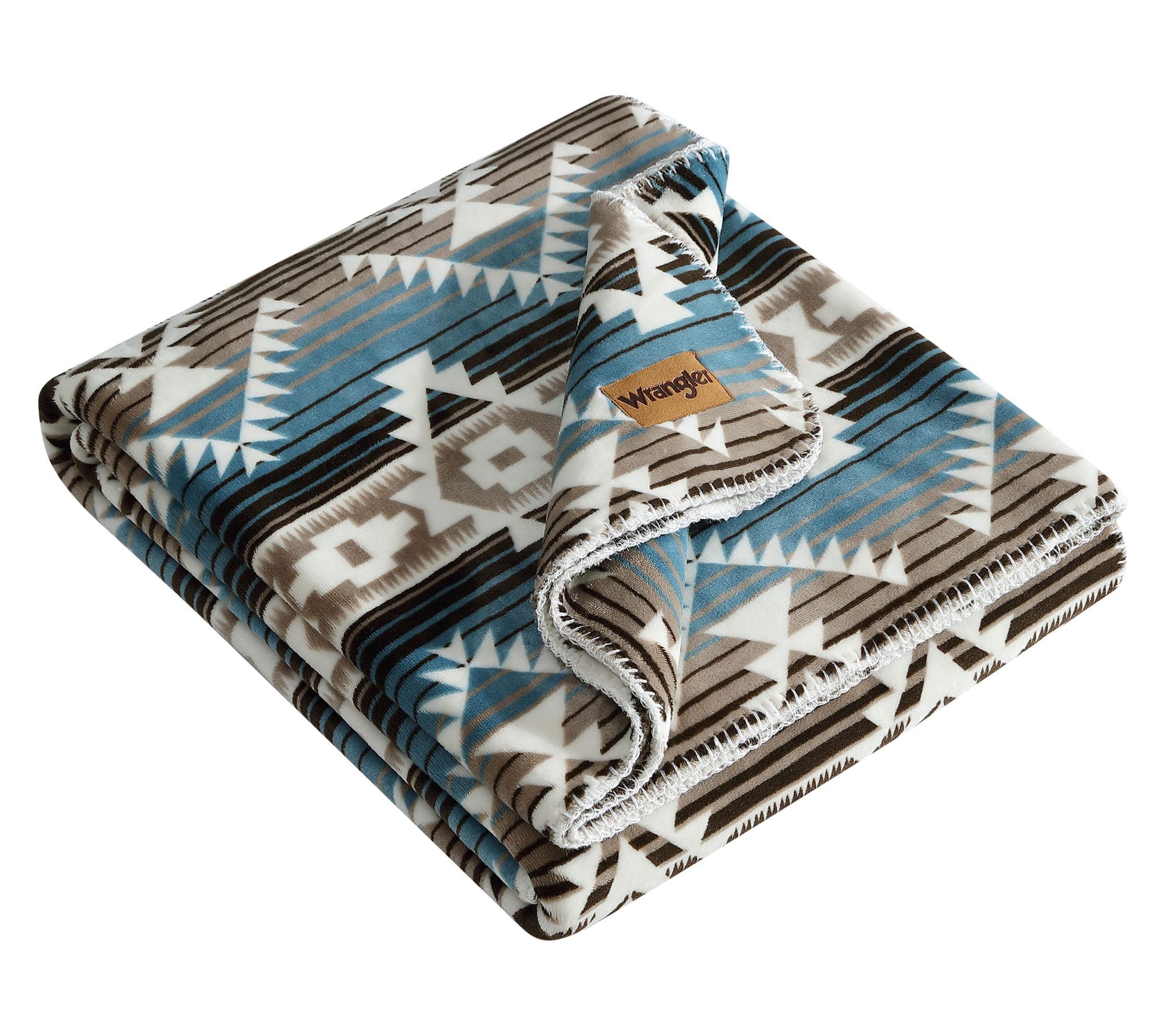 Wrangler Jericho Teal/Brown Coco Flannel 60"X70" Throw