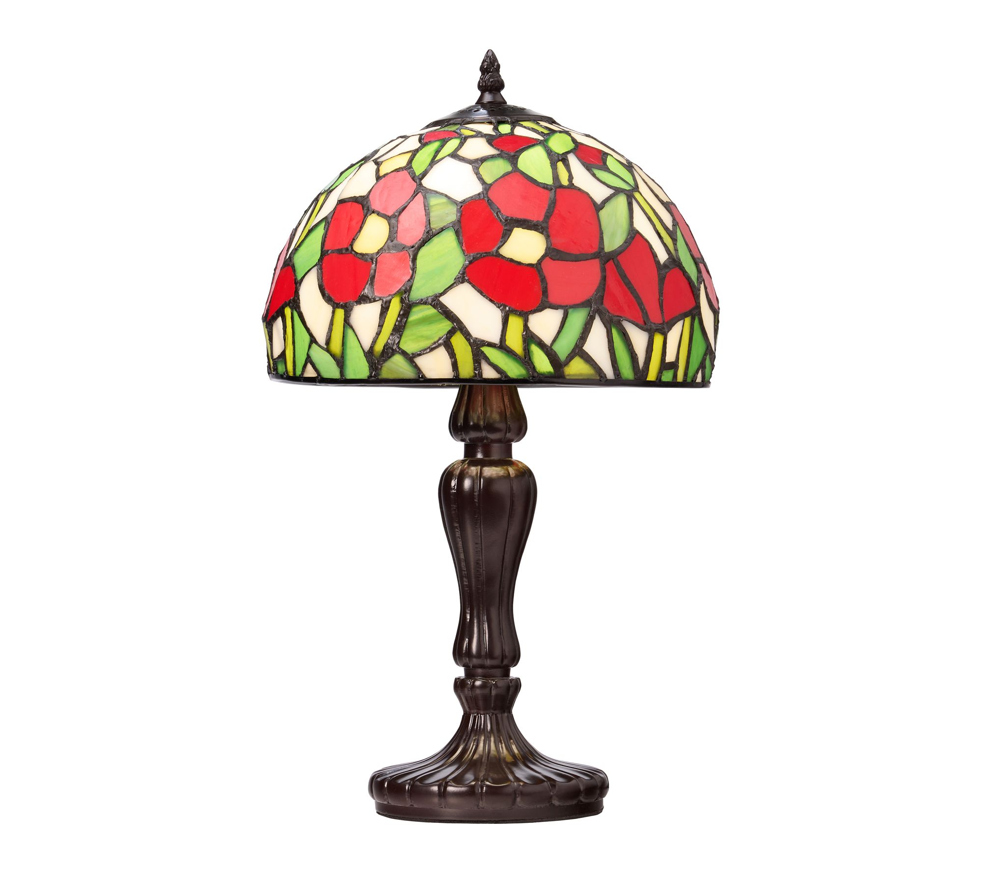 River of Goods 17"H Red/Brown Stained Glass Table Lamp