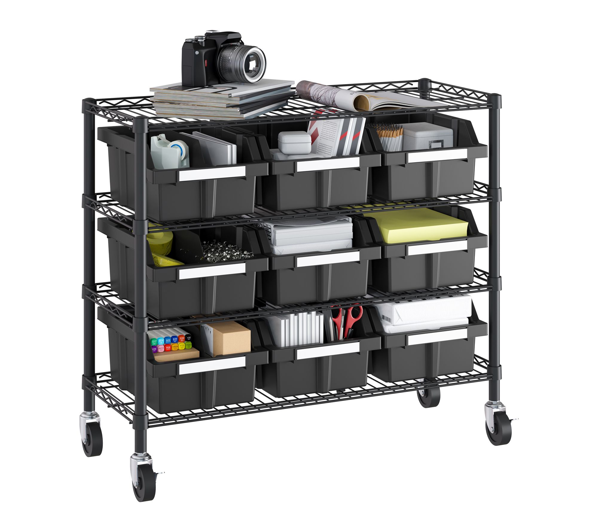 Seville Classics 4-Tier NSF 9-Bin Rack, 36" W x14" D x 31" H