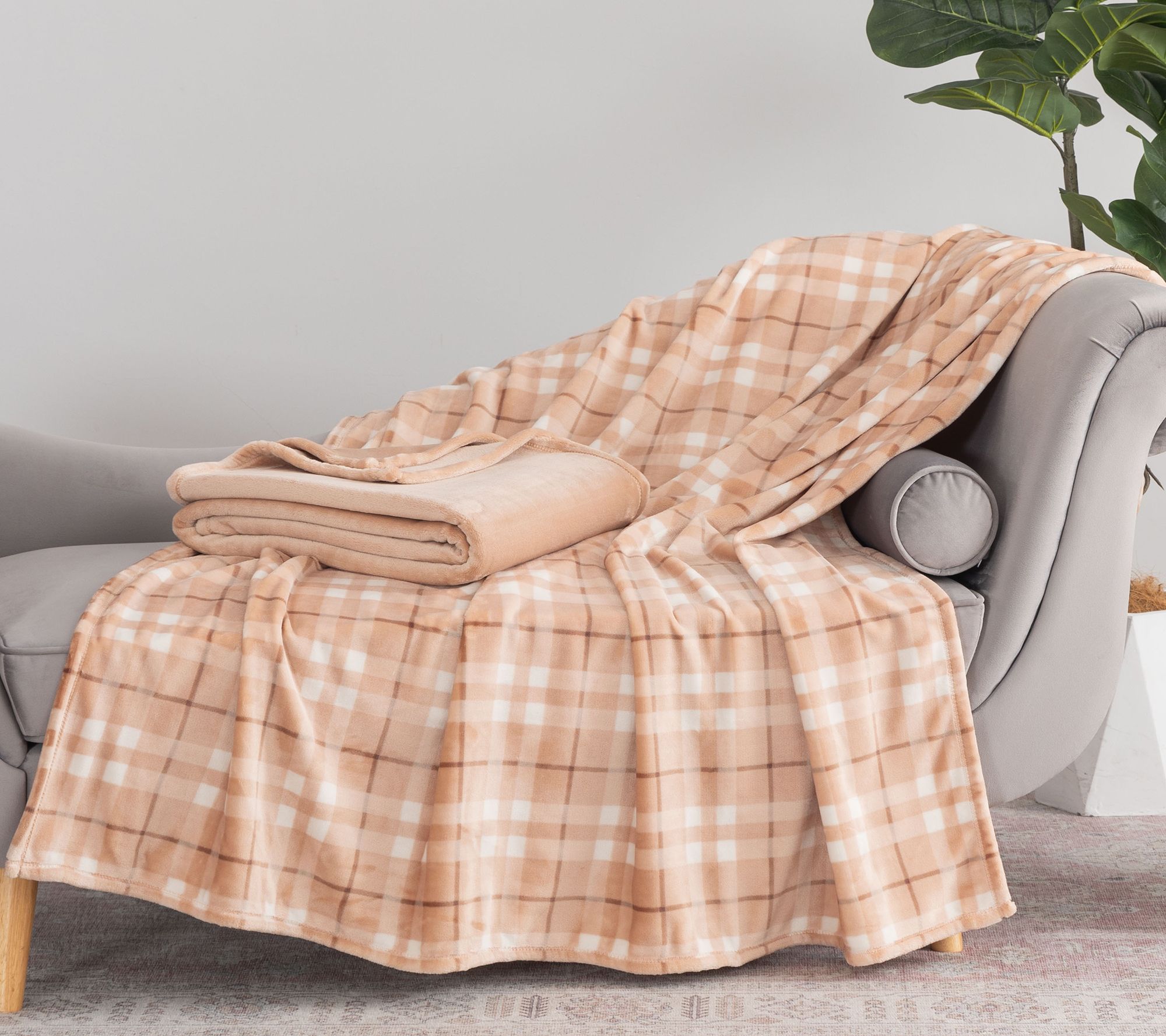 "As Is" Berkshire Set of (2) 60x70 Velvetsoft Throws