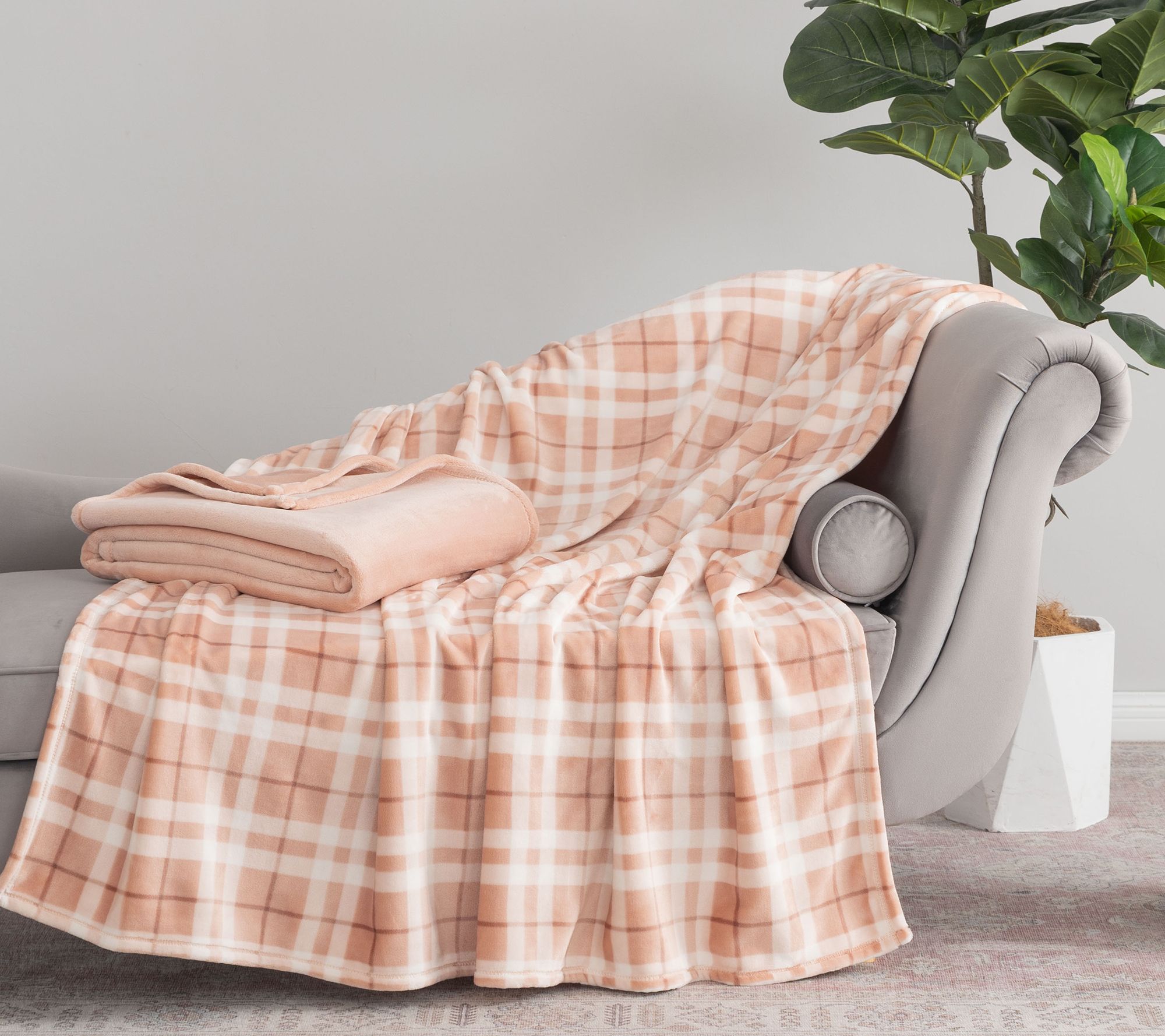 "As Is" Berkshire Set of (2) 60x70 Velvetsoft Throws