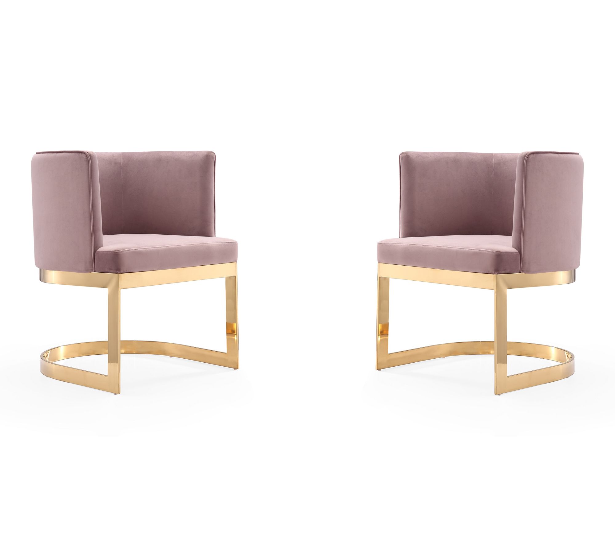 Manhattan Comfort Aura Metal Velvet Dining Chair - Set of 2