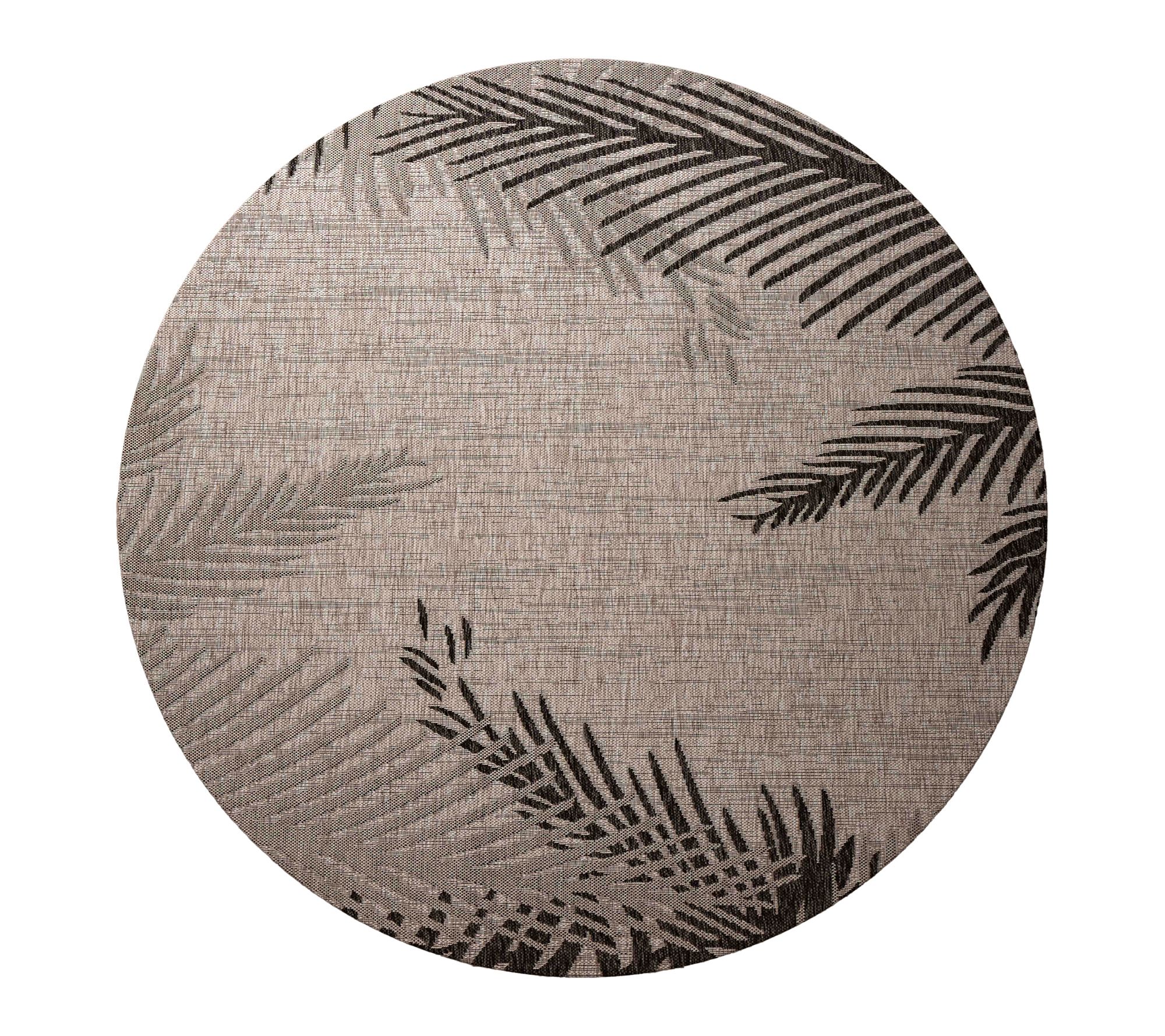 Ox Bay Coastal Palm Fronds Outdoor Area Rug, Black, 7'6"x7'6"