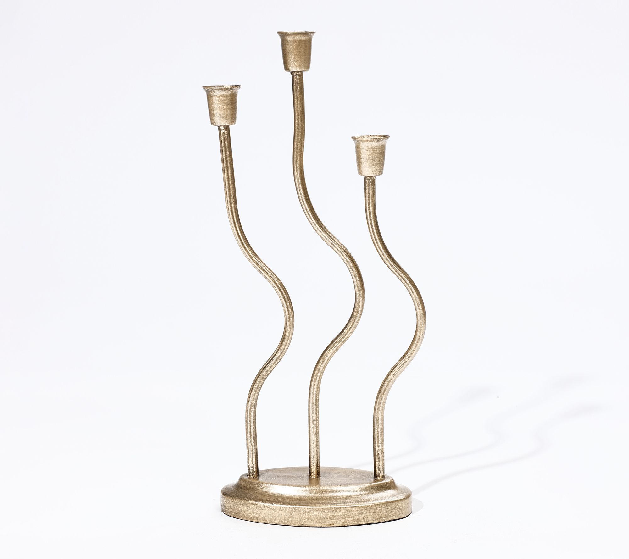 LuxenHome Gold Metal 3-Taper Candle Holder Tabletop Sculpture