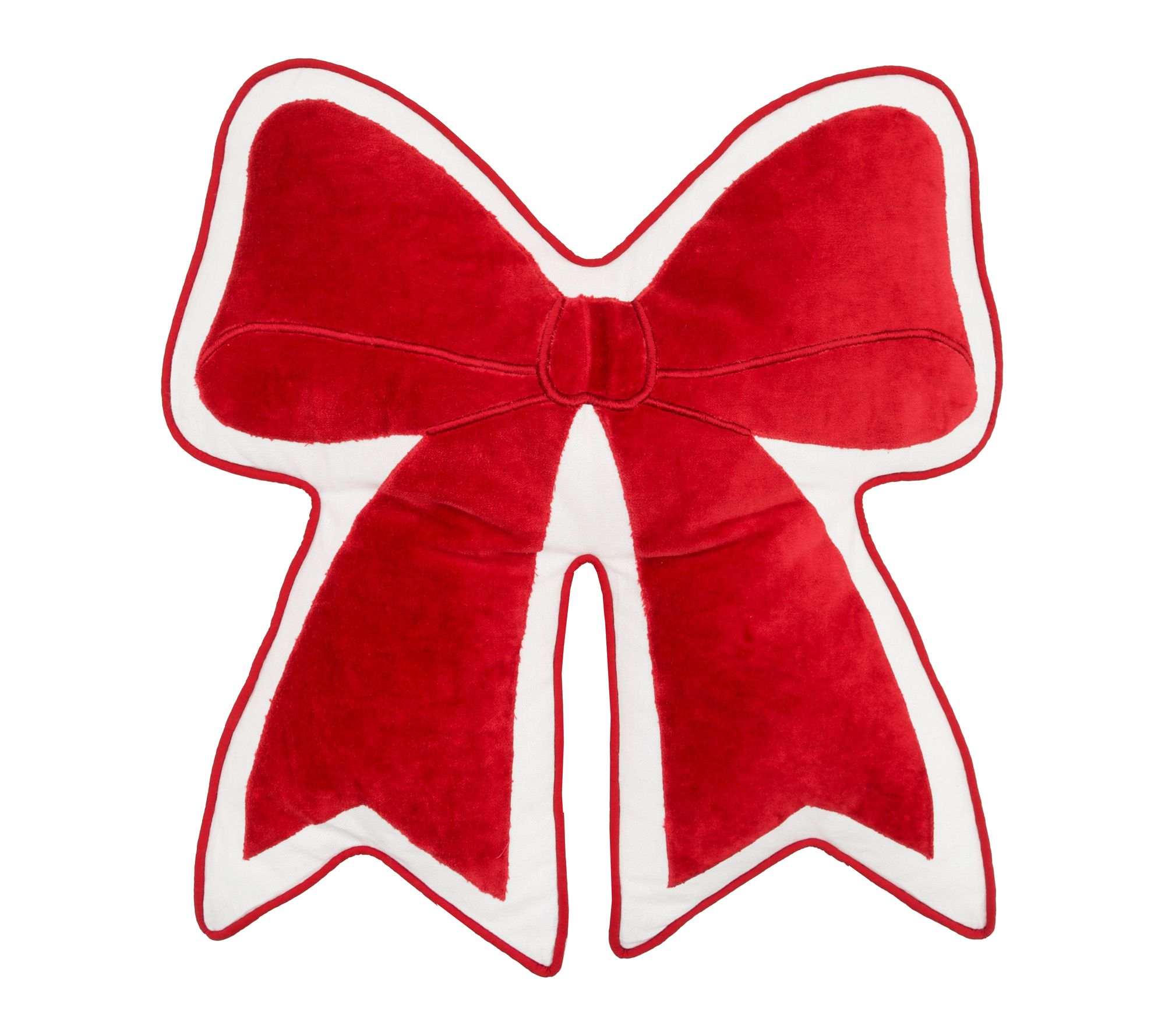 Red Bow Ribbon Christmas Shape d Throw Pillow by Valerie