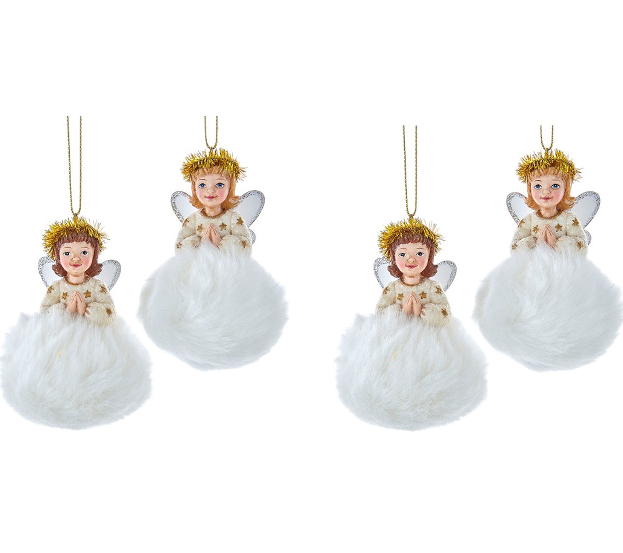 RC Home Decor-S et of 4 Faux Fu r Angel Christm as Ornaments,3.
