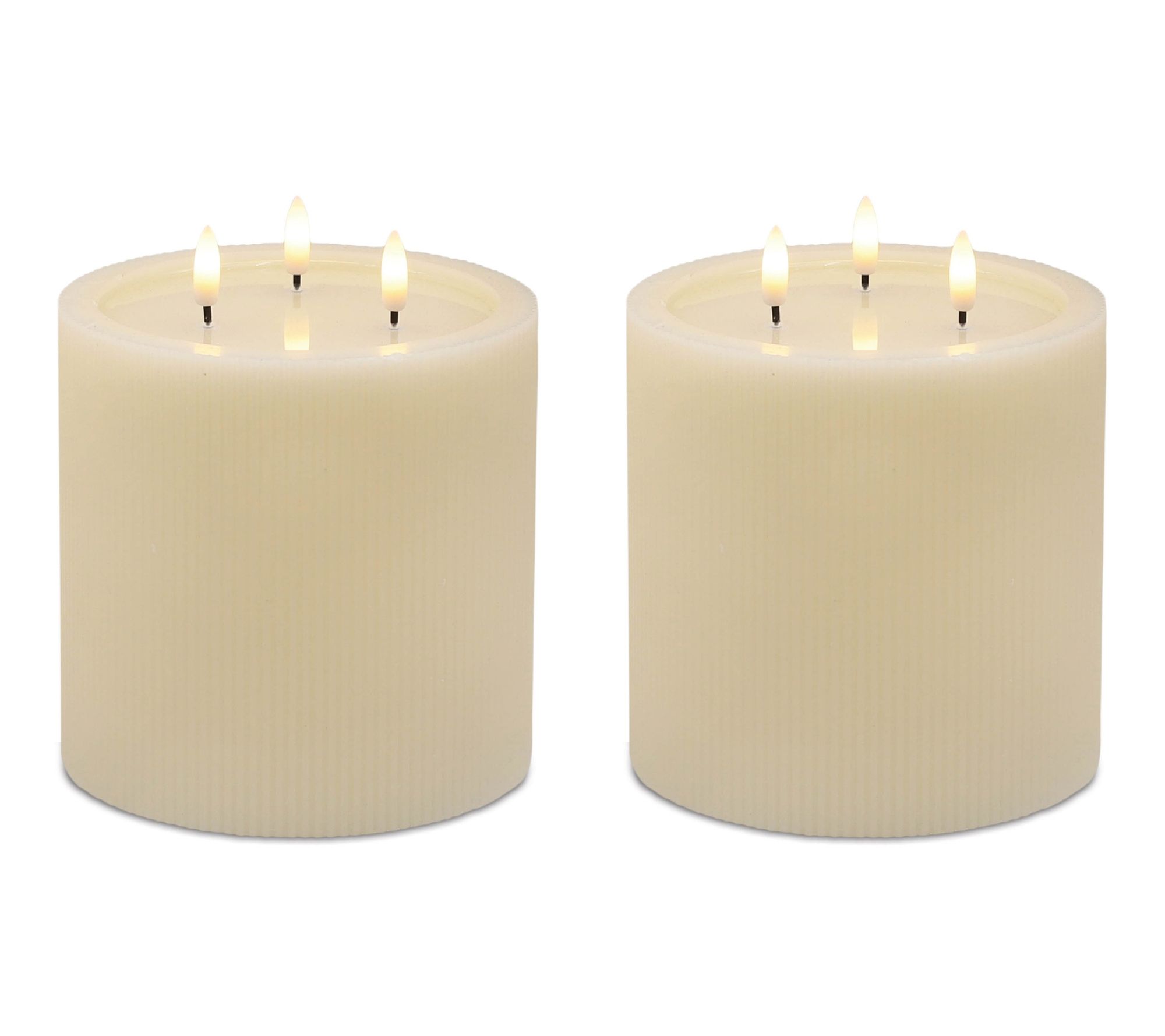 Melrose FIA Wick Beige Pillar Candle (Set of 2)