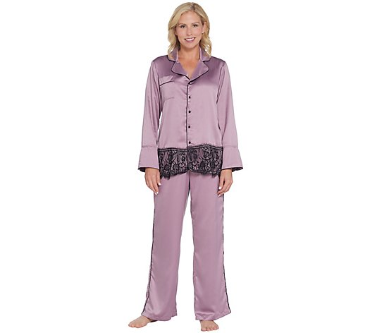 Casa Zeta-Jones Satin Lace 2-Piece Pajama Set