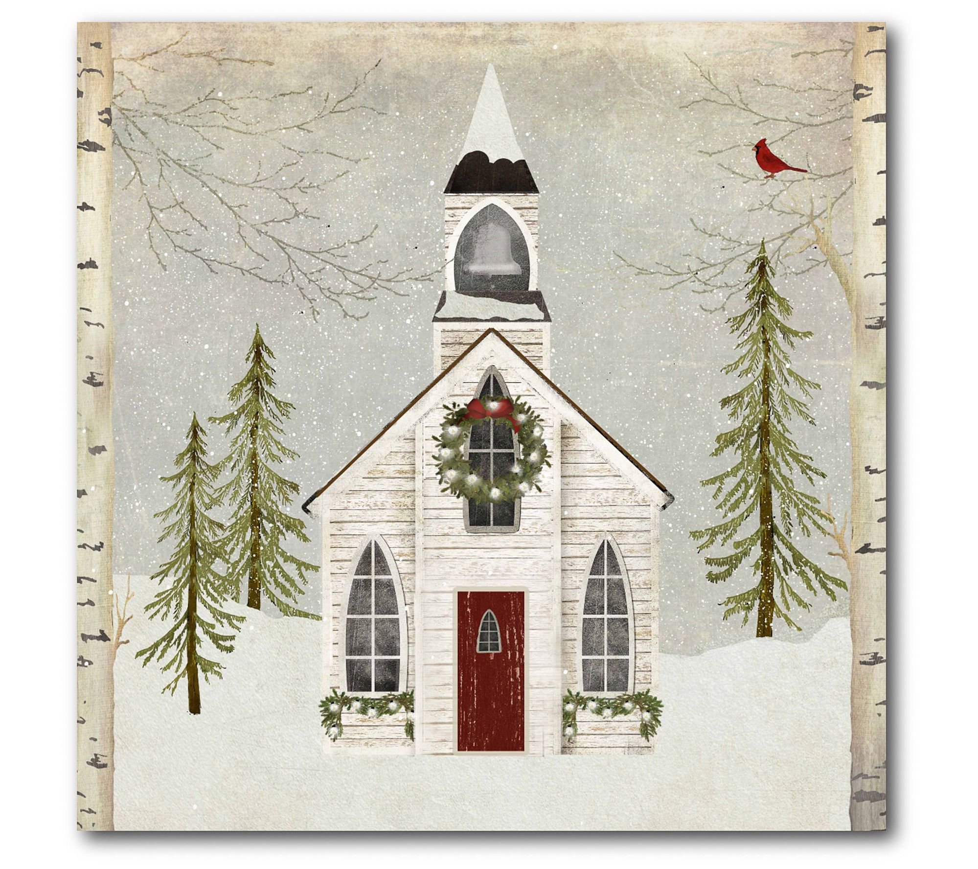 Courtside Market Snow Church 24x24 Canvas