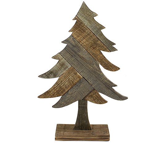 Northlight 23.5" Brown Textured Wood Tabletop Christmas Tree