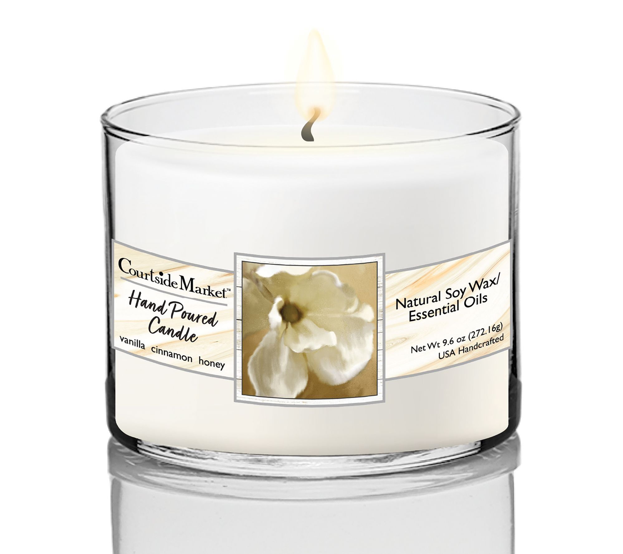 Courtside Market Magnolia Bloom Circular CandleGlass 9.6 oz.