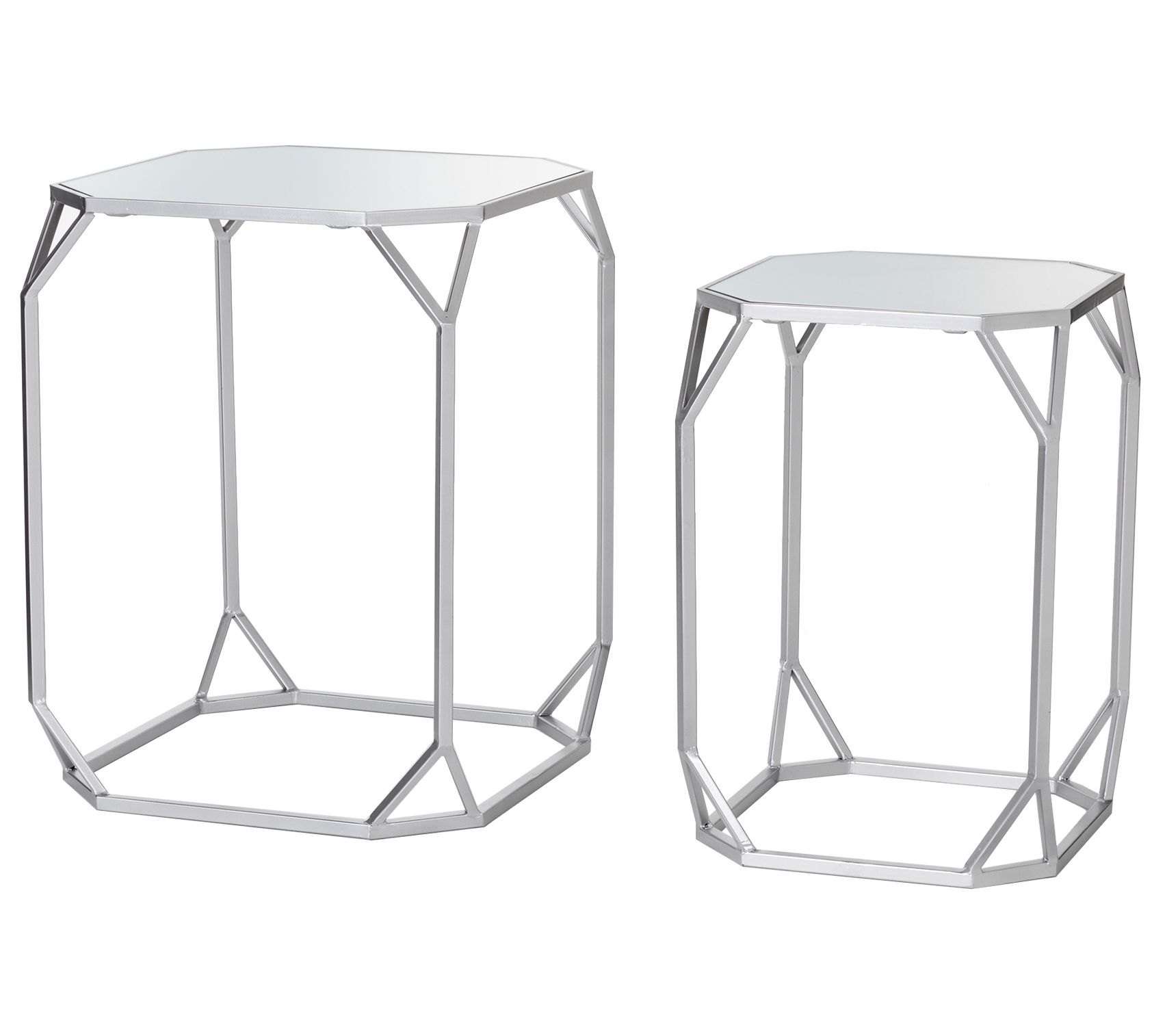 Glitzhome Modern Rectangular Glass Top Accent Tables S/2