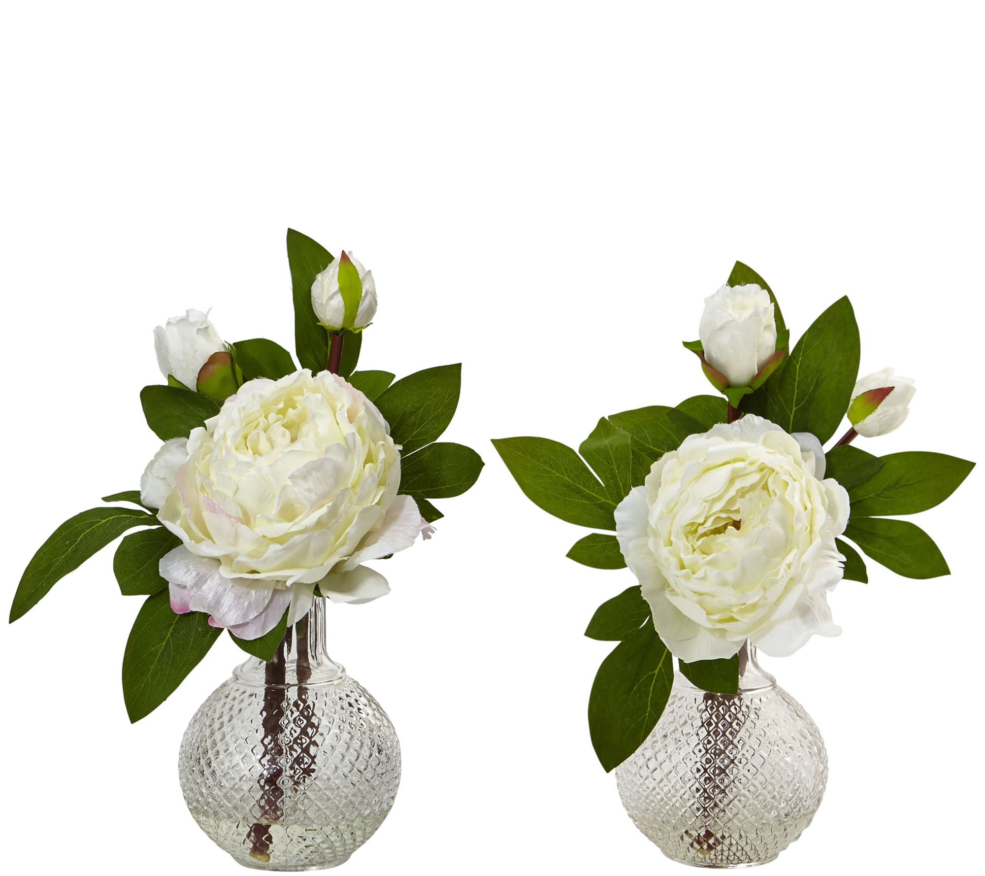 Peony with Vase Set of 2 by Nearly Natural - QVC.com