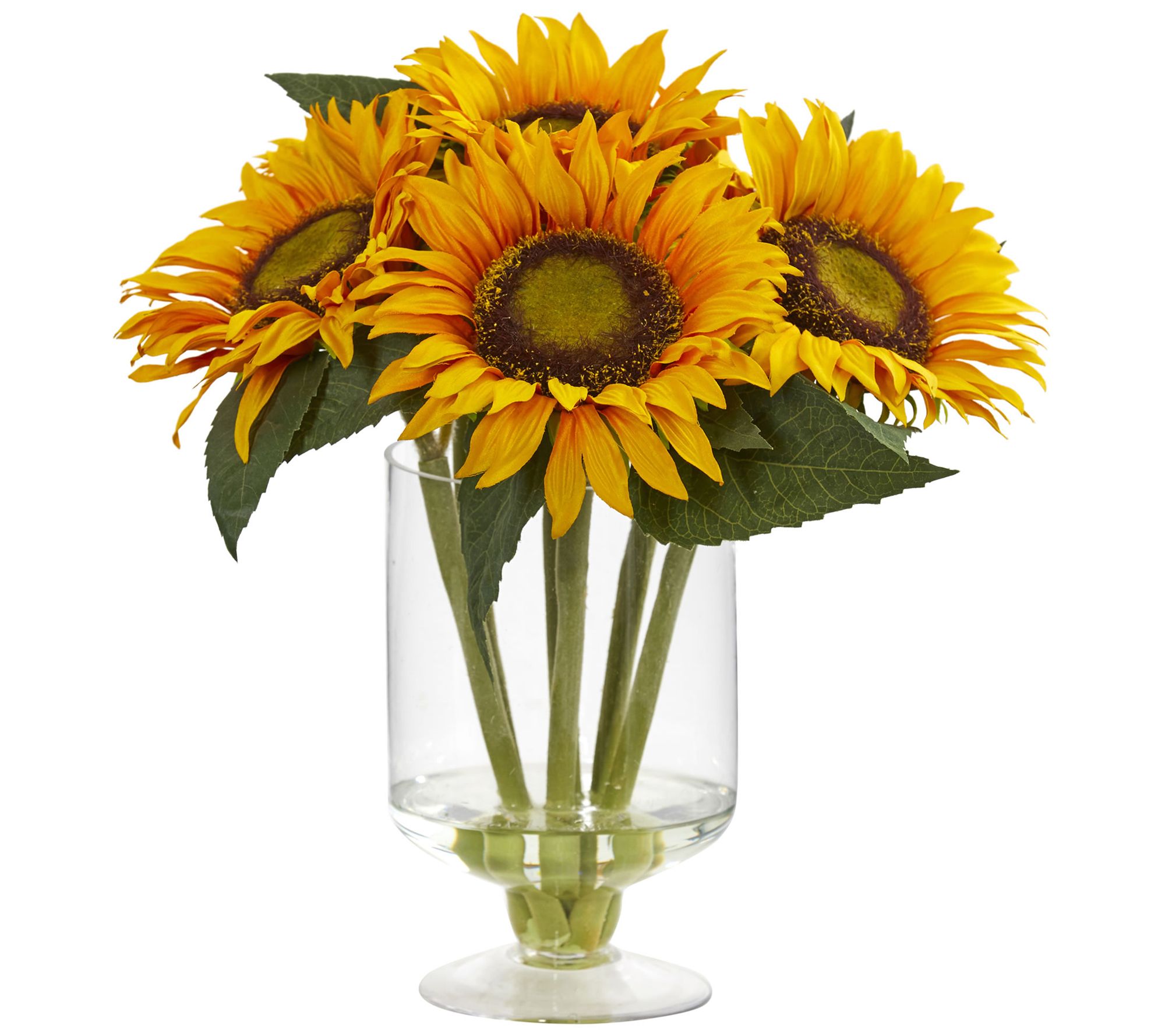 12" Sunflower Arrangement in Vase by Nearly Natural