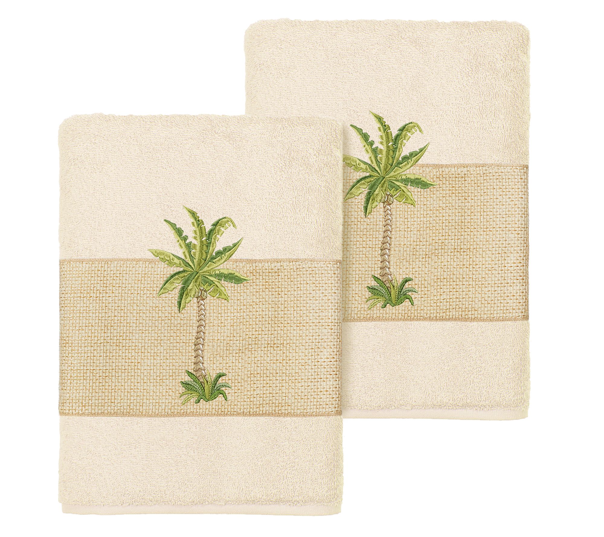 Linum Home Textiles Colton 2PC Embellished Washcloth Set