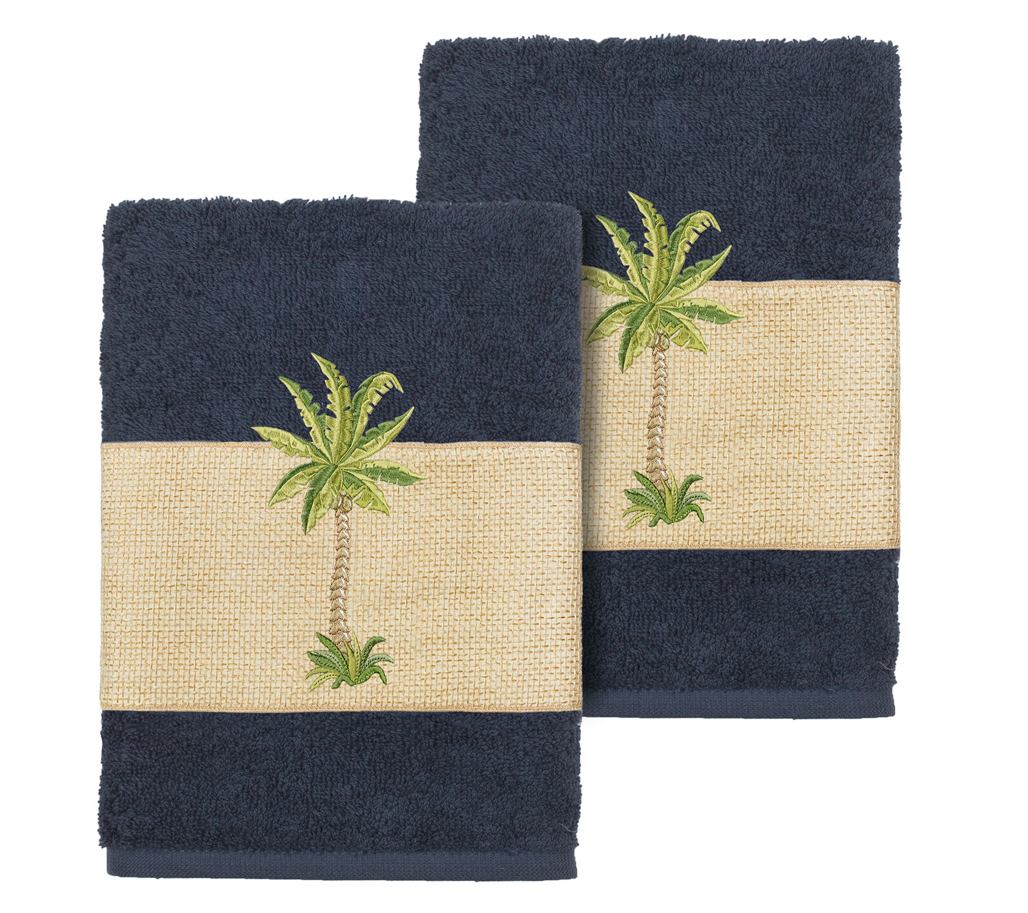 Linum Home Textiles Colton 2PC Embellished Washcloth Set