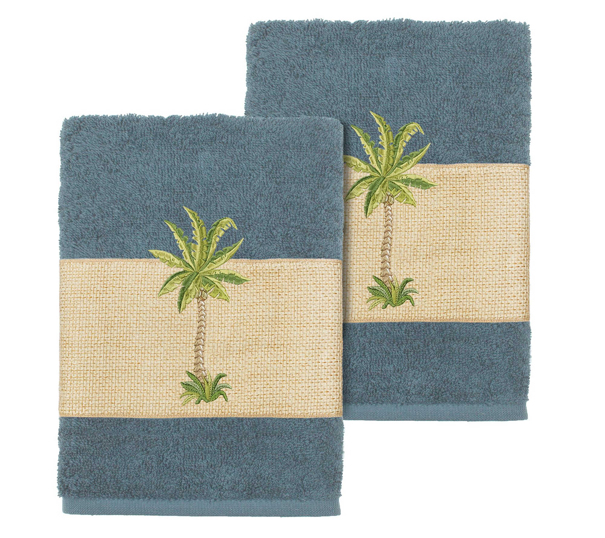 Linum Home Textiles Colton 2PC Embellished Washcloth Set