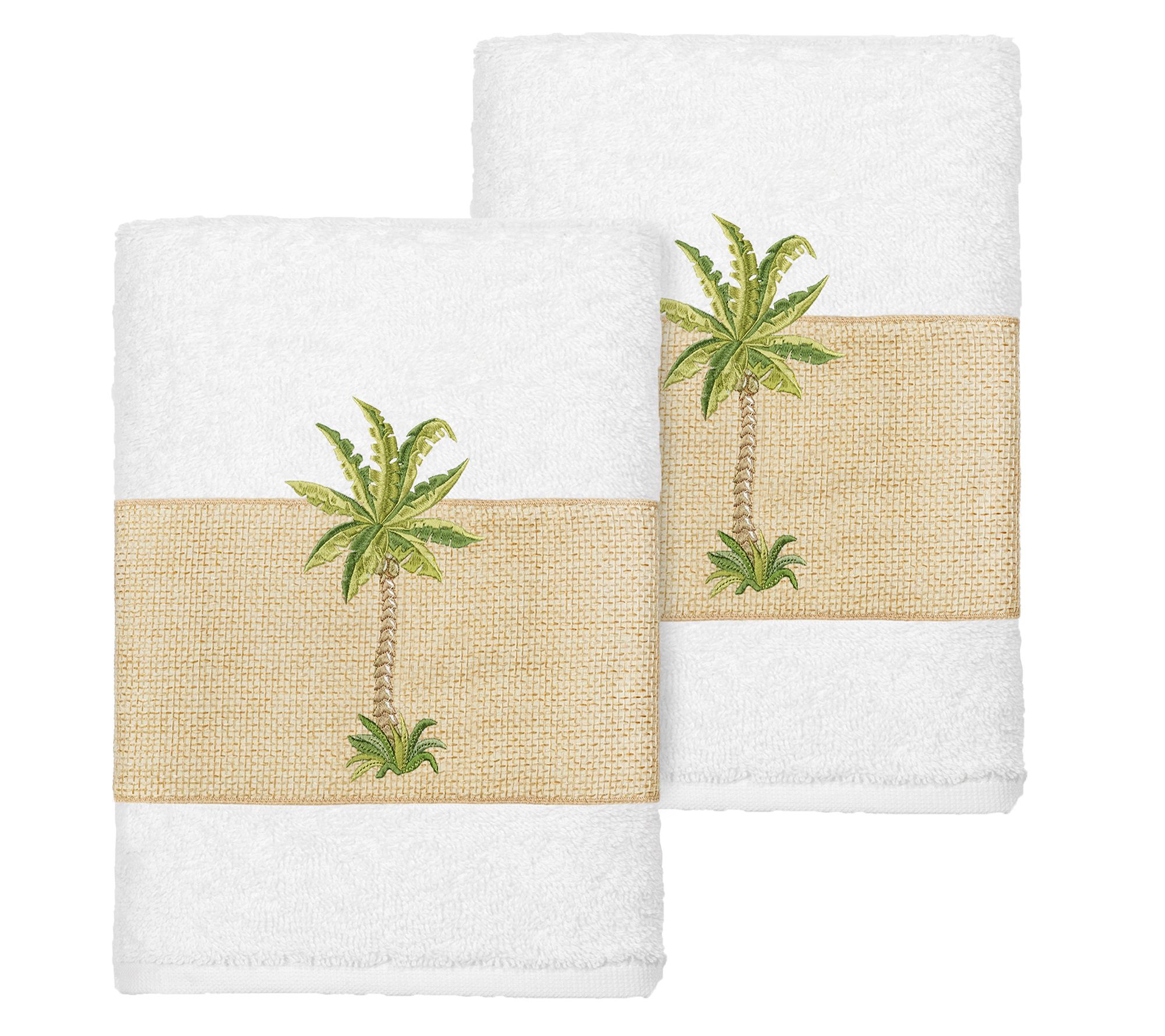 Linum Home Textiles Colton 2PC Embellished Washcloth Set