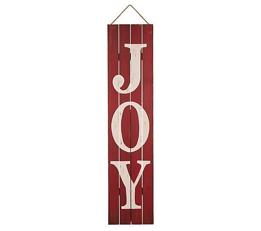 Glitzhome Joy Wooden Christmas Holiday Porch Sign or Stand