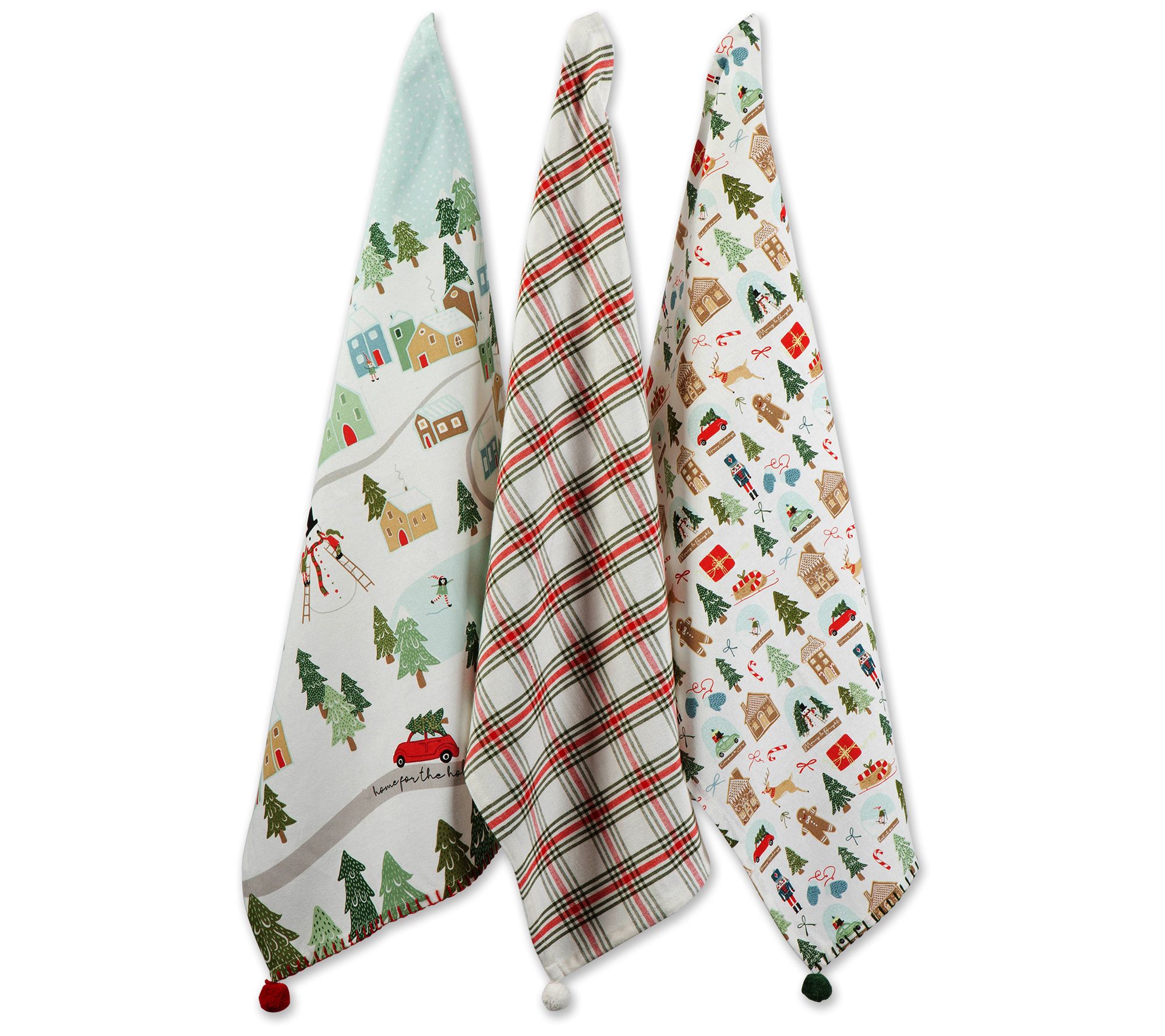 Design Imports Set of 3 North Pole Village Kitchen Towels - QVC.com