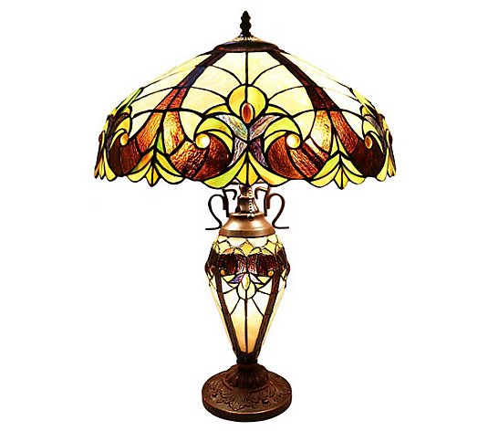 River of Goods 24.5"H Stained Glass Double LitTable Lamp