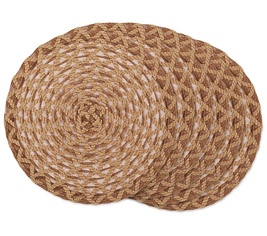 Design Imports Set of 6 Natural Dahlia Round Placemats