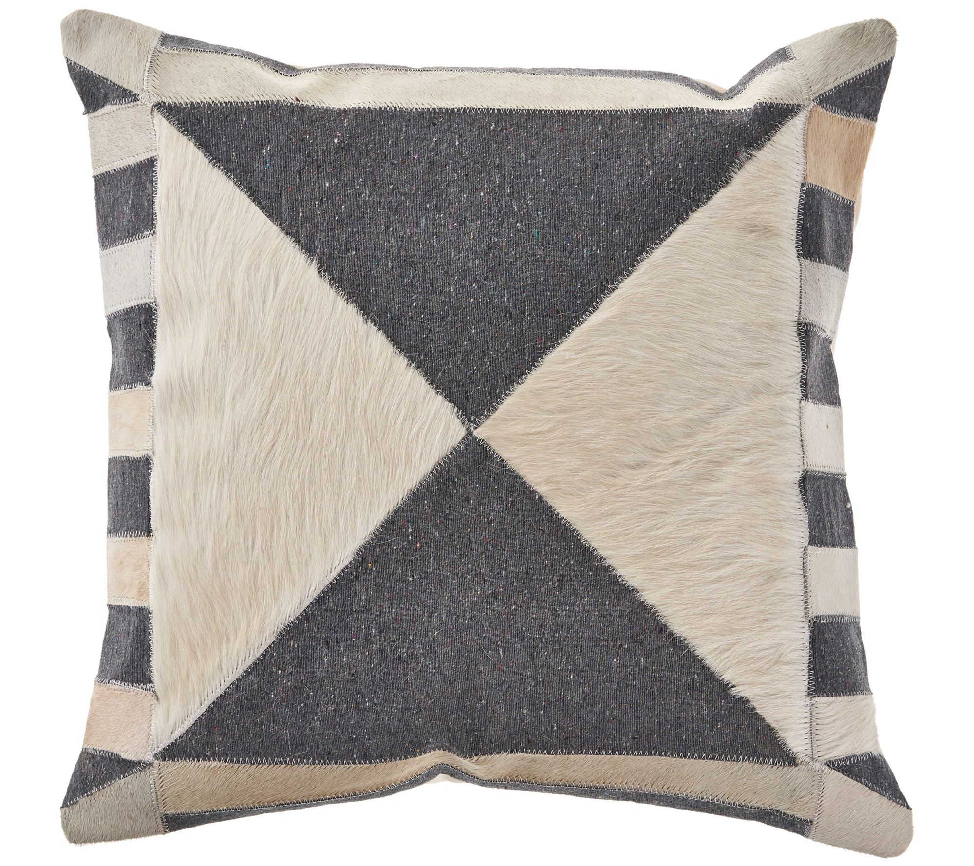 Ox Bay Farmhouse Charcoal Faux Fur Throw Pillow
