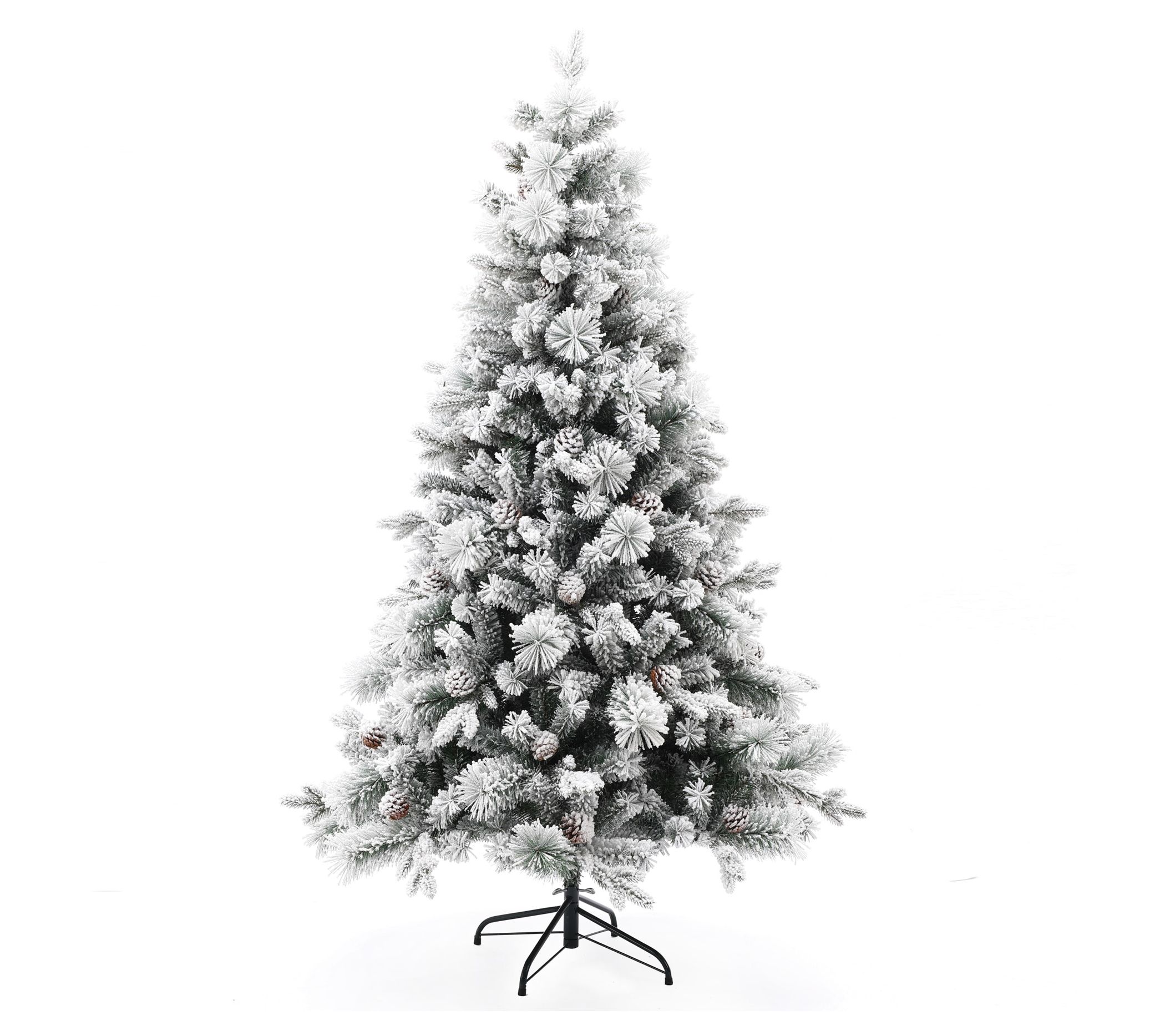 LuxenHome 6' Artificial Flocked Full Pine Chris tmas Tree