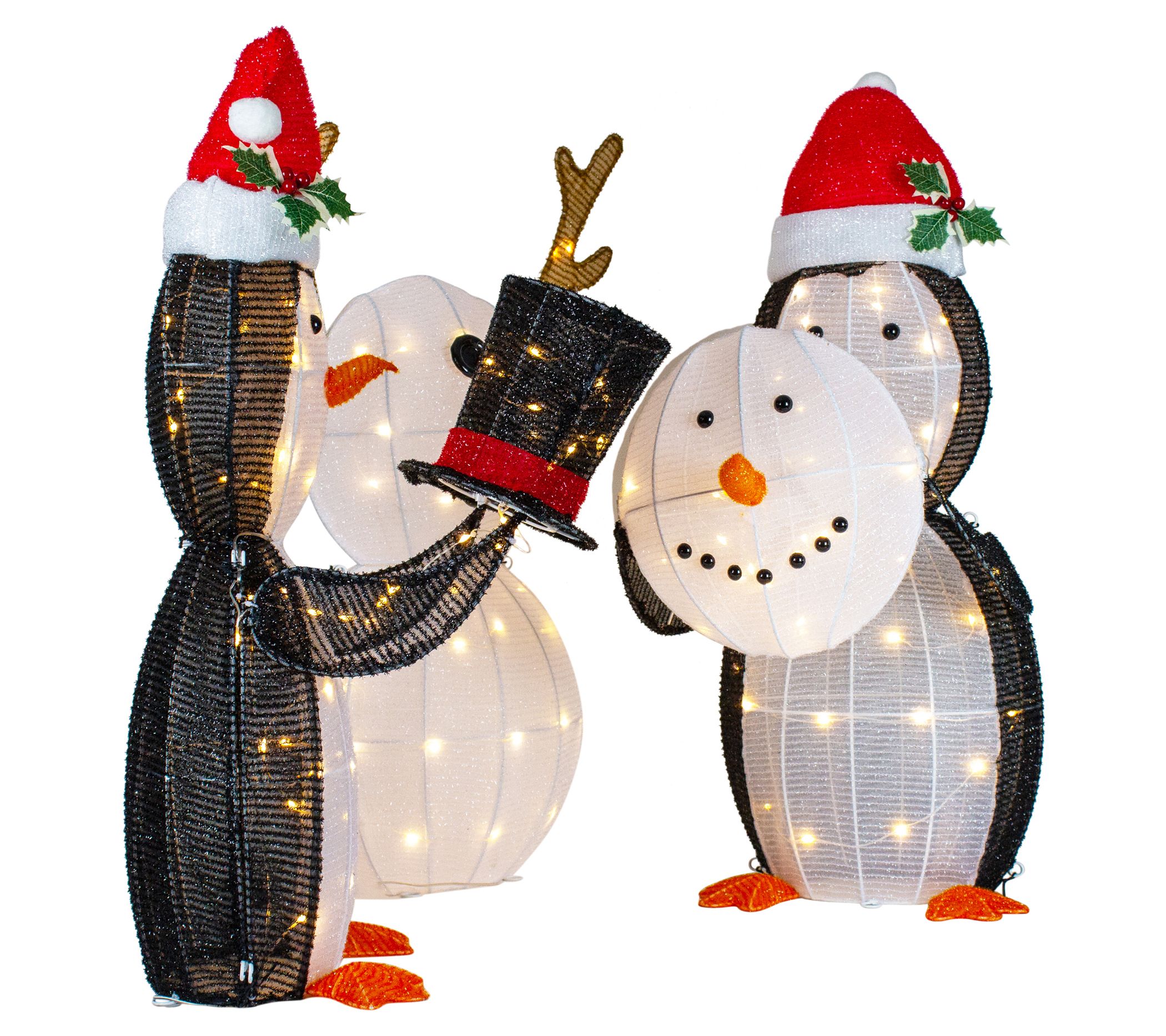 Northlight S/3 LED Penguins Building Snowman Decoration - QVC.com