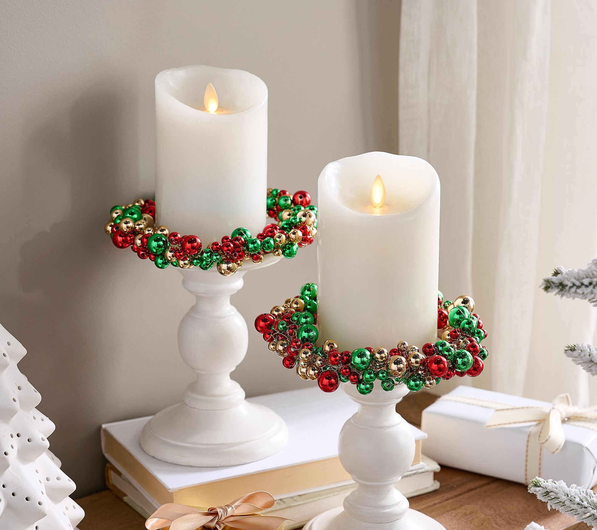 Set of 2 High Gloss Multi-Colored Candle Rings by Valerie