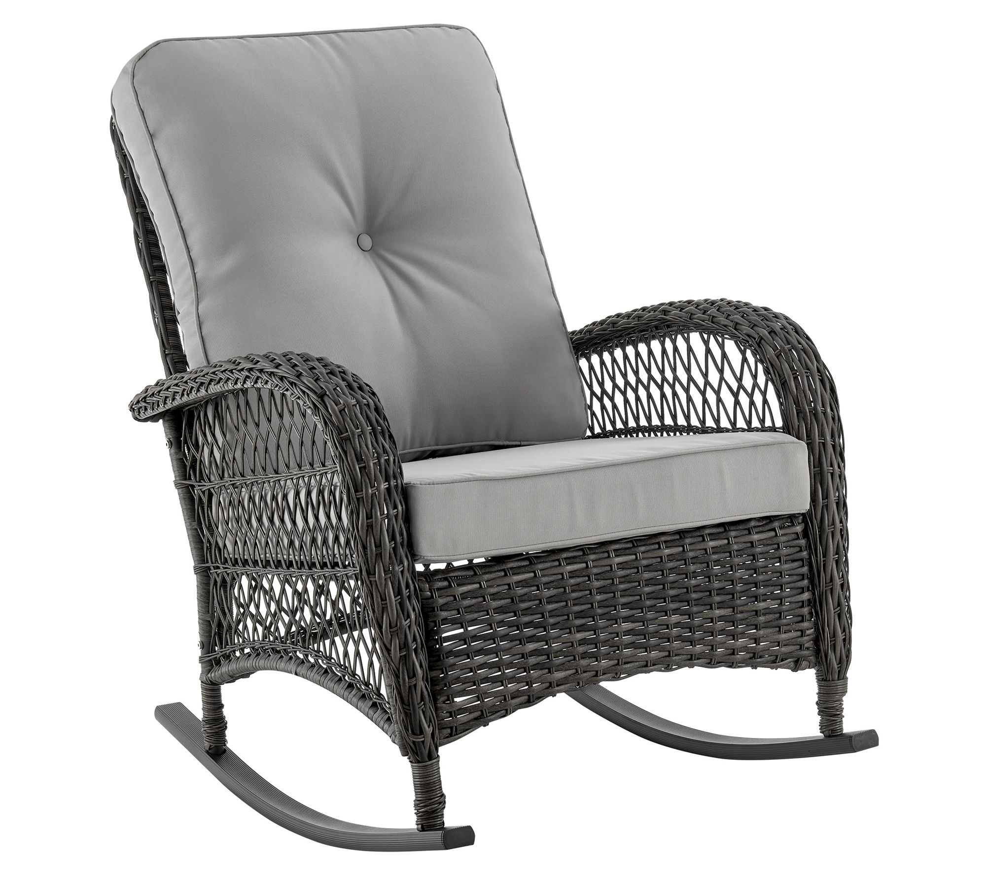 Furttuo Steel Rattan Outdoor Rocking Chair withCushions