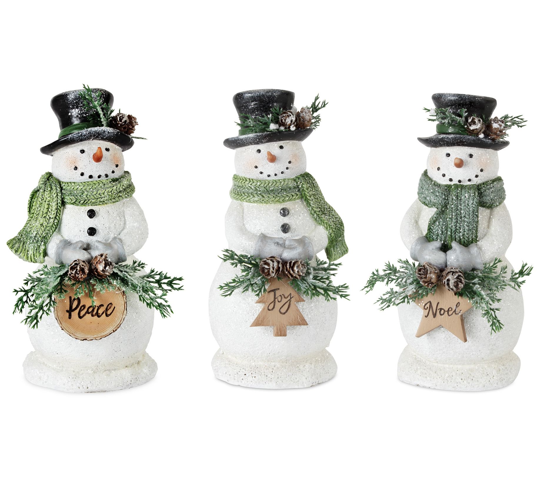 Melrose Holiday Snowman Figuri ne w/Frosted Pi ne Accent (S/3)