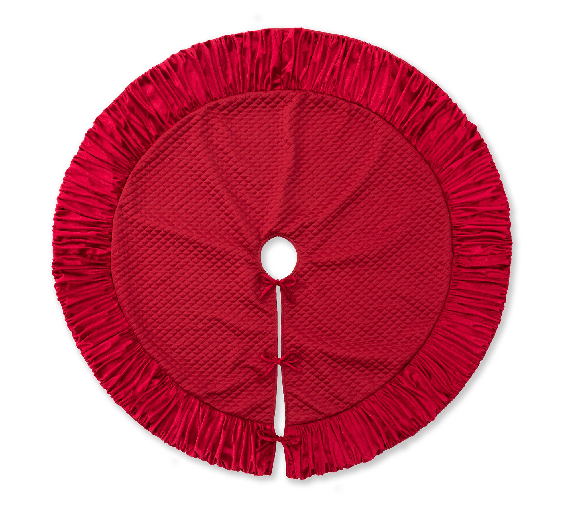 Glitzhome 48''D Deluxe Velvet Ruffled ChristmasTree Skirt